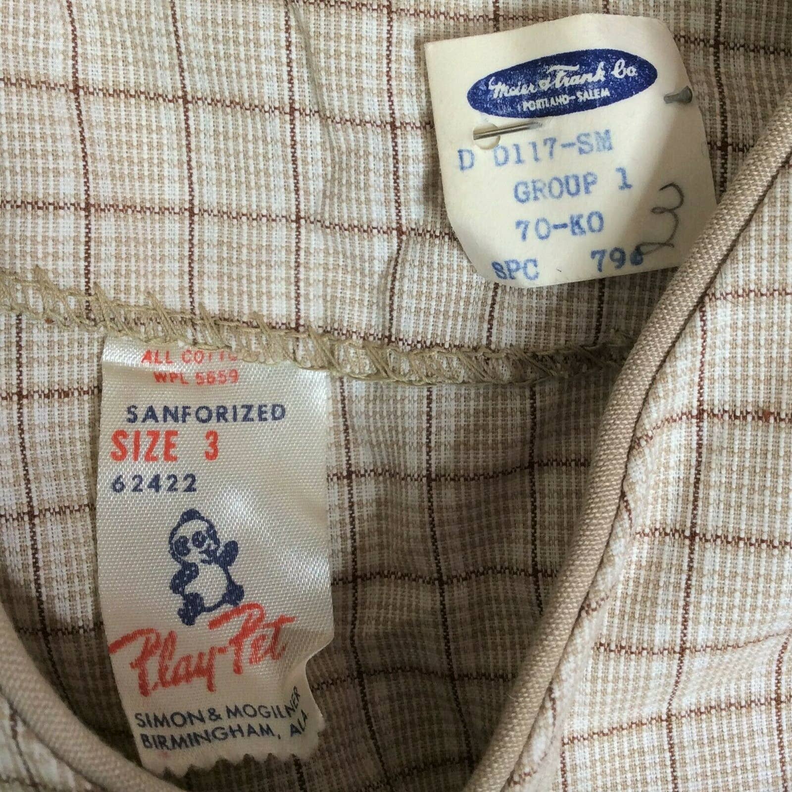 Vintage Shirt Kids 50s 60s Toddler Baby 3 Dog Plaid Button Sanforized Deadstock by play-pet - Image 4