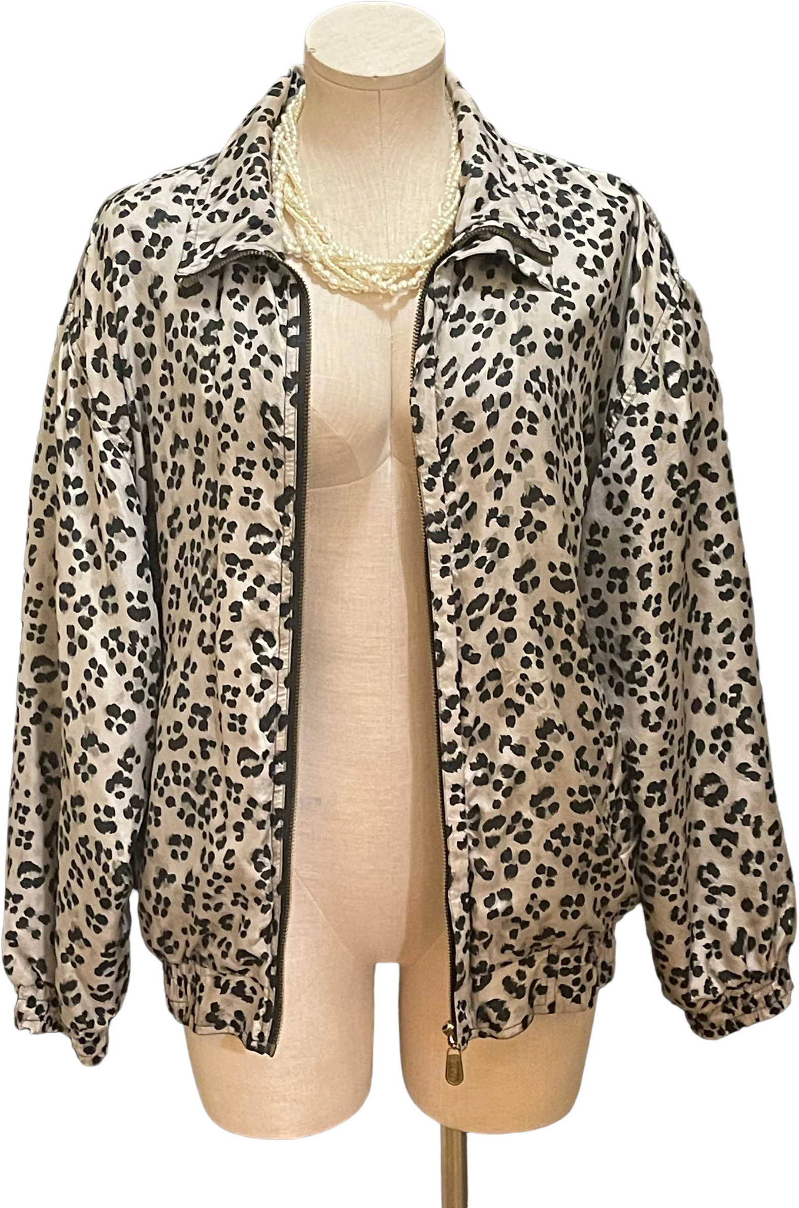 Vintage Silk Animal Print Bomber Jacket By Coaco