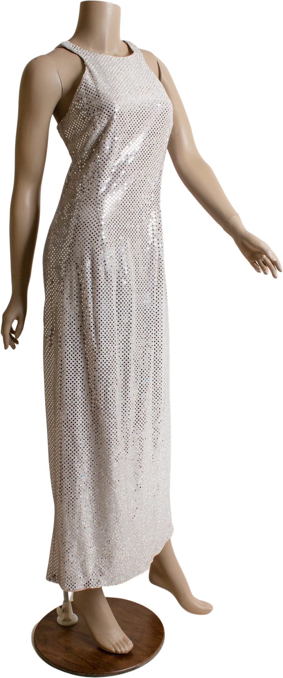 Vintage Silver Sequin Gown - 90s Sparkly Formal Evening Glam Floor Length Maxi Dress - Bombshell Hourglass - Medium by All That Jazz