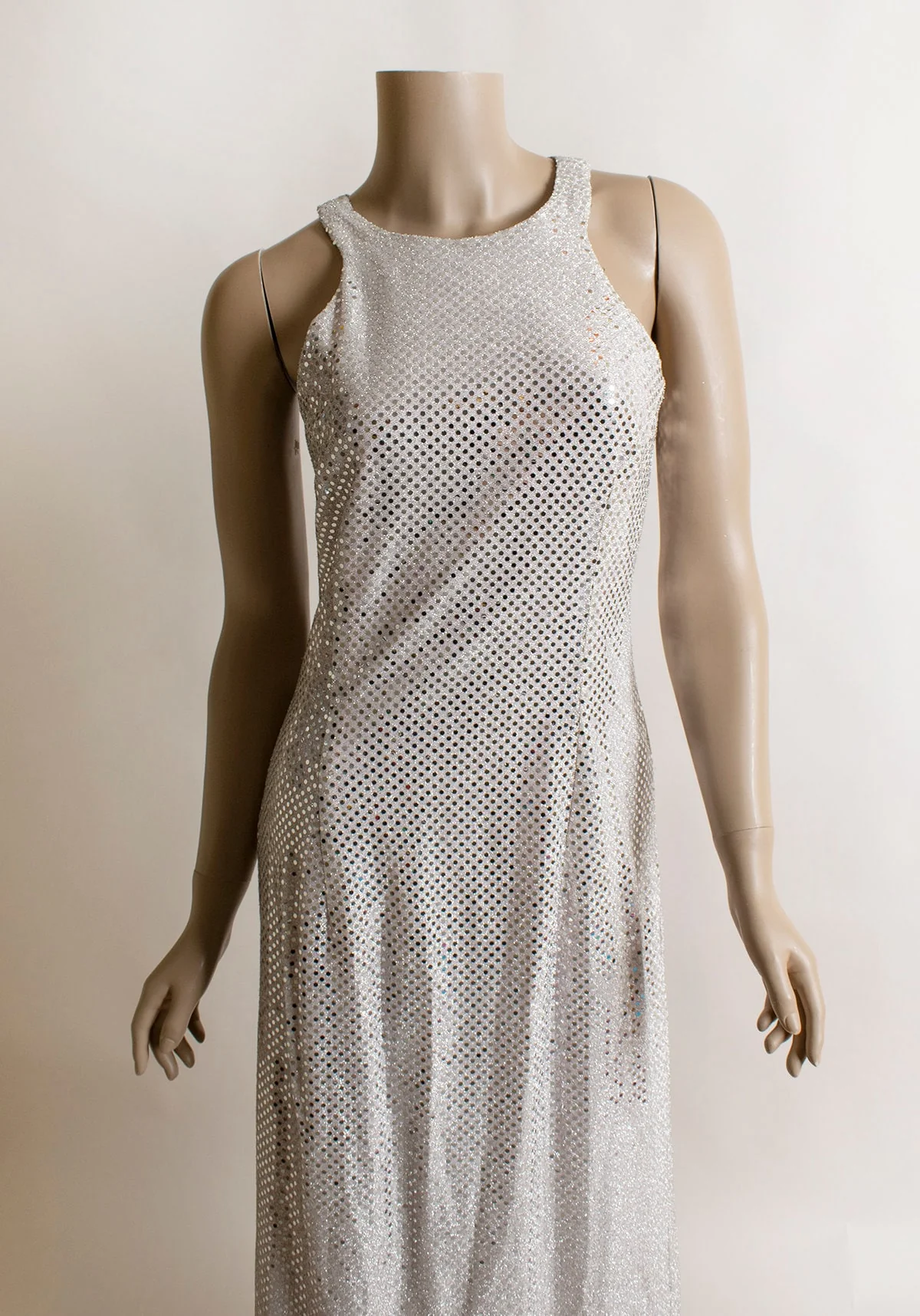 Vintage Silver Sequin Gown - 90s Sparkly Formal Evening Glam Floor Length Maxi Dress - Bombshell Hourglass - Medium by All That Jazz - Image 5