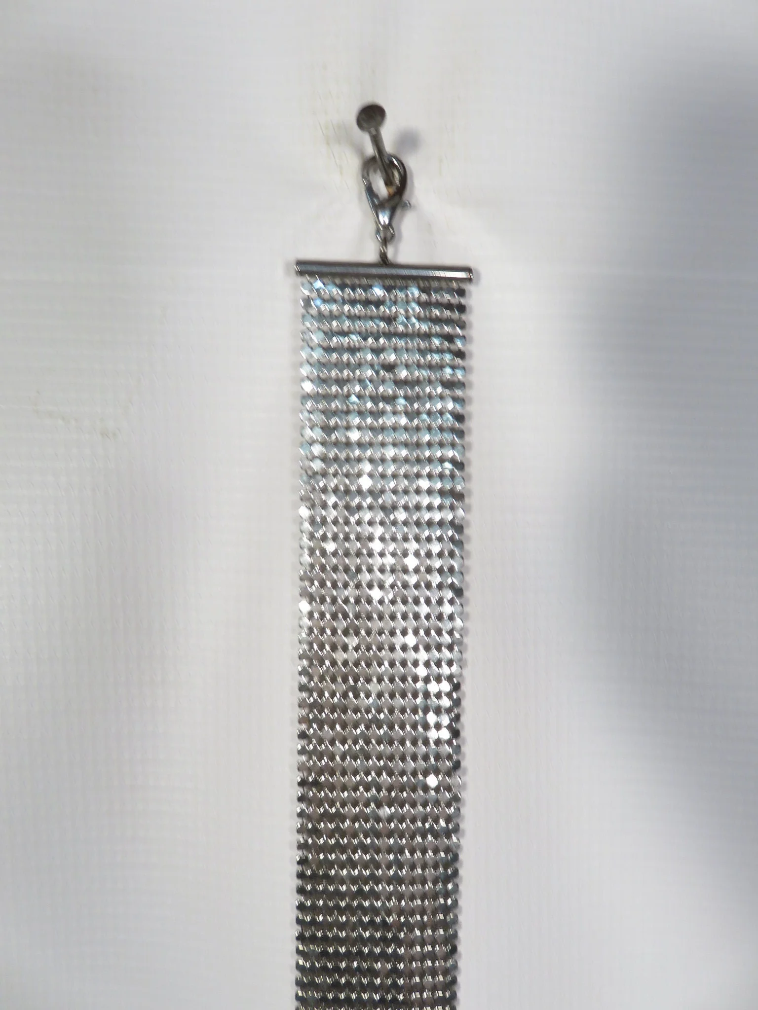 Vintage Silver Tone Metal Mesh Adjustable Chain Belt Size M - Image 3