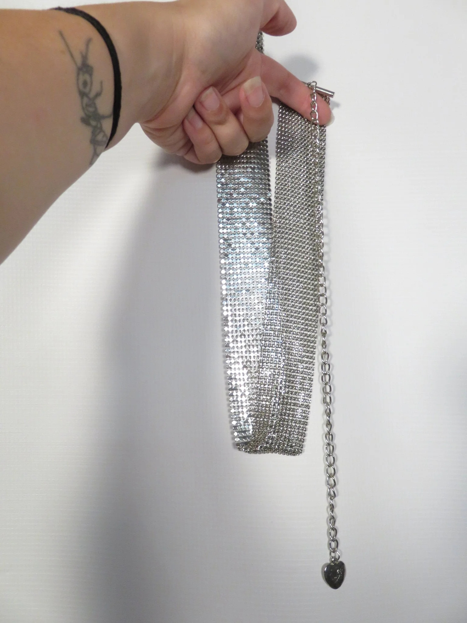 Vintage Silver Tone Metal Mesh Adjustable Chain Belt Size M - Image 4