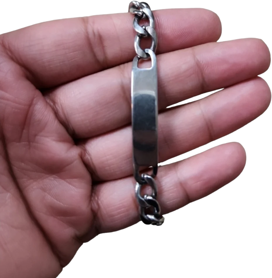 Vintage Silver Toned Nameplate Link Bracelet