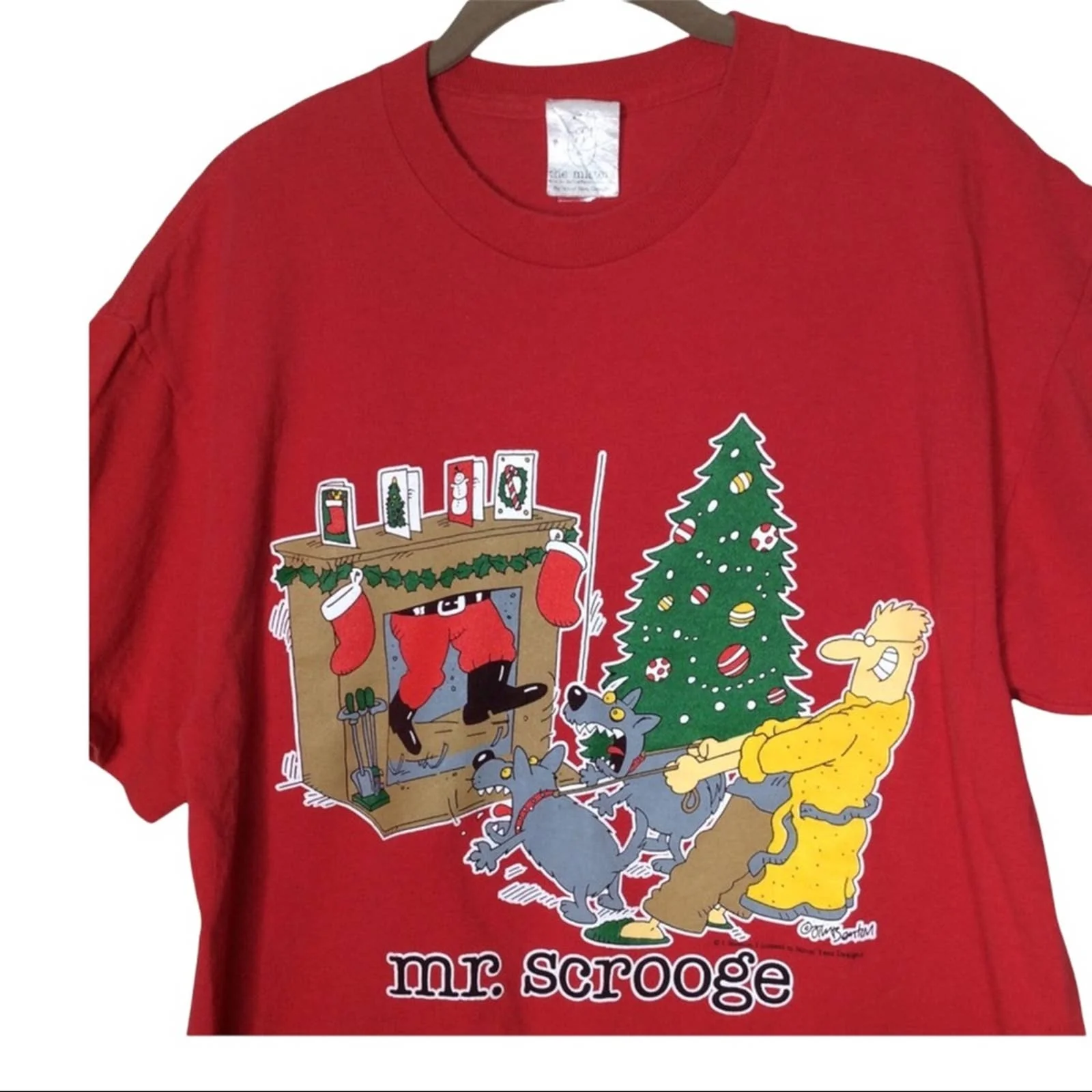 Vintage Single Stitch Shirt 90s Graphic Mr Mister Scrooge Christmas Medium Large - Image 5