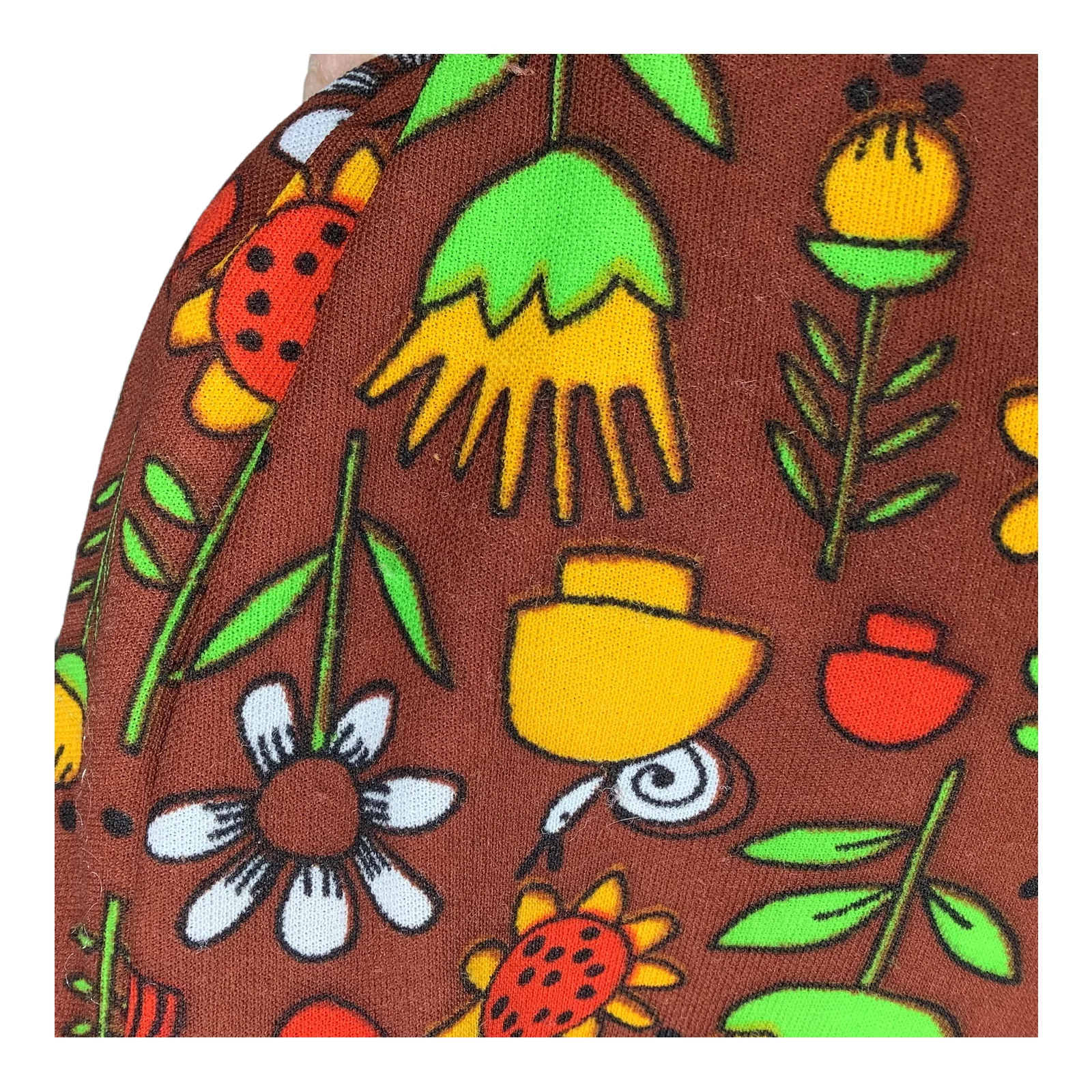 Vintage Skirt 60s 70s Medium Polyester Knit Novelty Mushrooms Floral Handmade? - Image 9