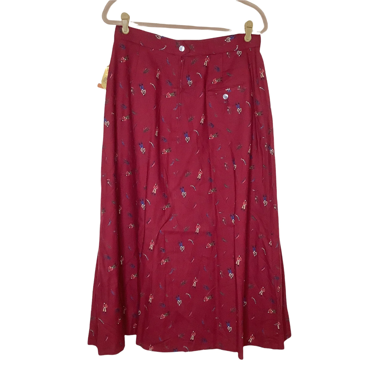 Vintage Skirt 80s 90s Novelty Print Fly Fishing Midi Deadstock Wool Blend Large by Orvis - Image 2