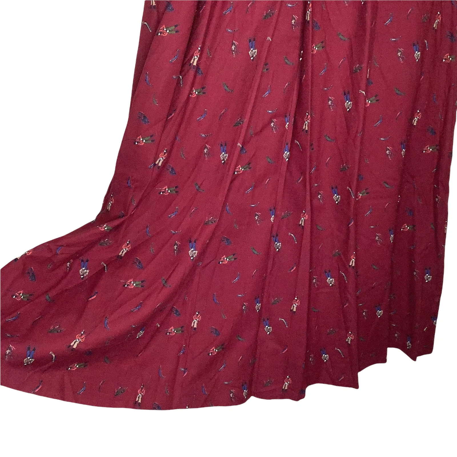 Vintage Skirt 80s 90s Novelty Print Fly Fishing Midi Deadstock Wool Blend Large by Orvis - Image 6