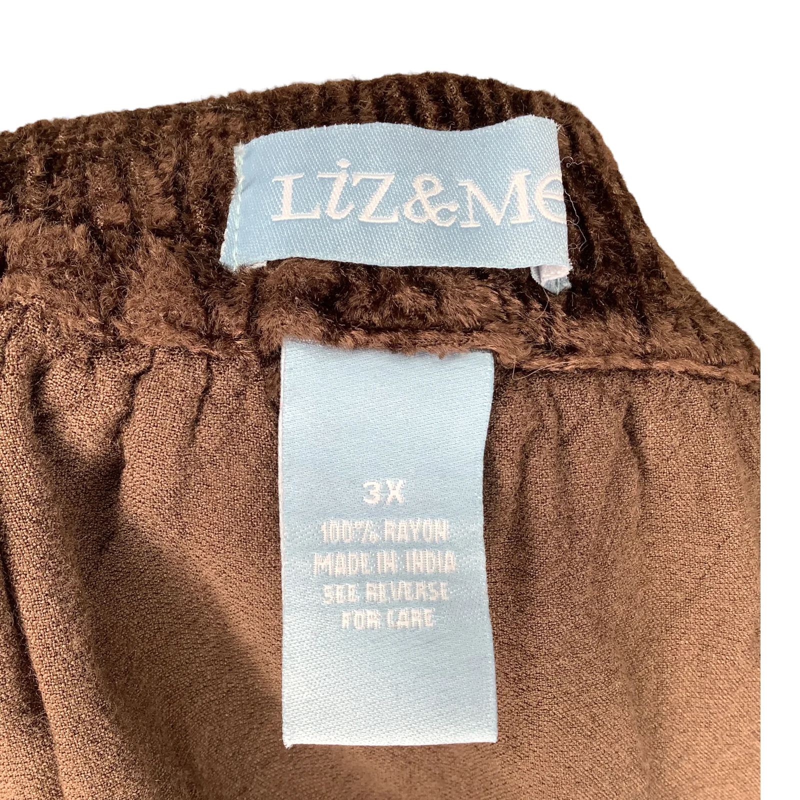 Vintage Skirt 90s 00s Brown Textured Velour Tiered Midi Elastic Waist Hi Low 3x by Liz Claiborne - Image 4