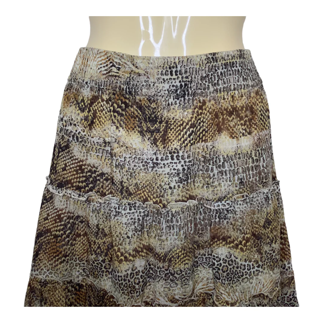 Vintage Skirt 90s 00s Medium Snake Print Tiered Textured Midi Elastic Waist by Chico's - Image 5