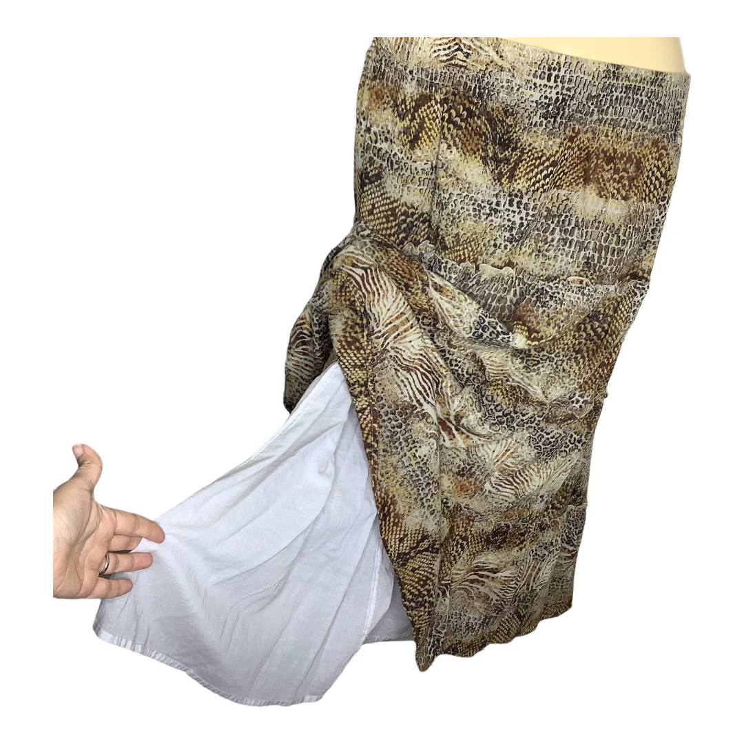 Vintage Skirt 90s 00s Medium Snake Print Tiered Textured Midi Elastic Waist by Chico's - Image 6