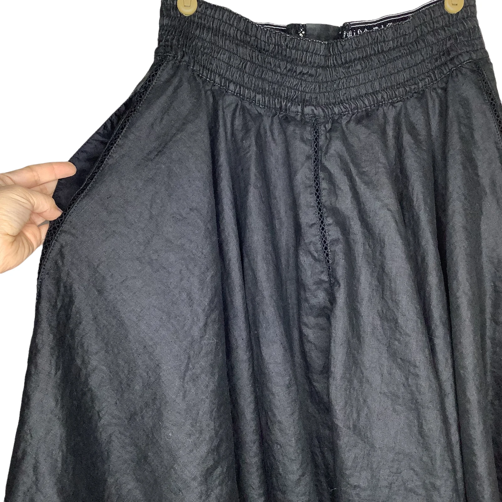 Vintage Skirt Gene Ewing Bis Western Prairie Linen Button Crochet Trim A-Line S - Image 9