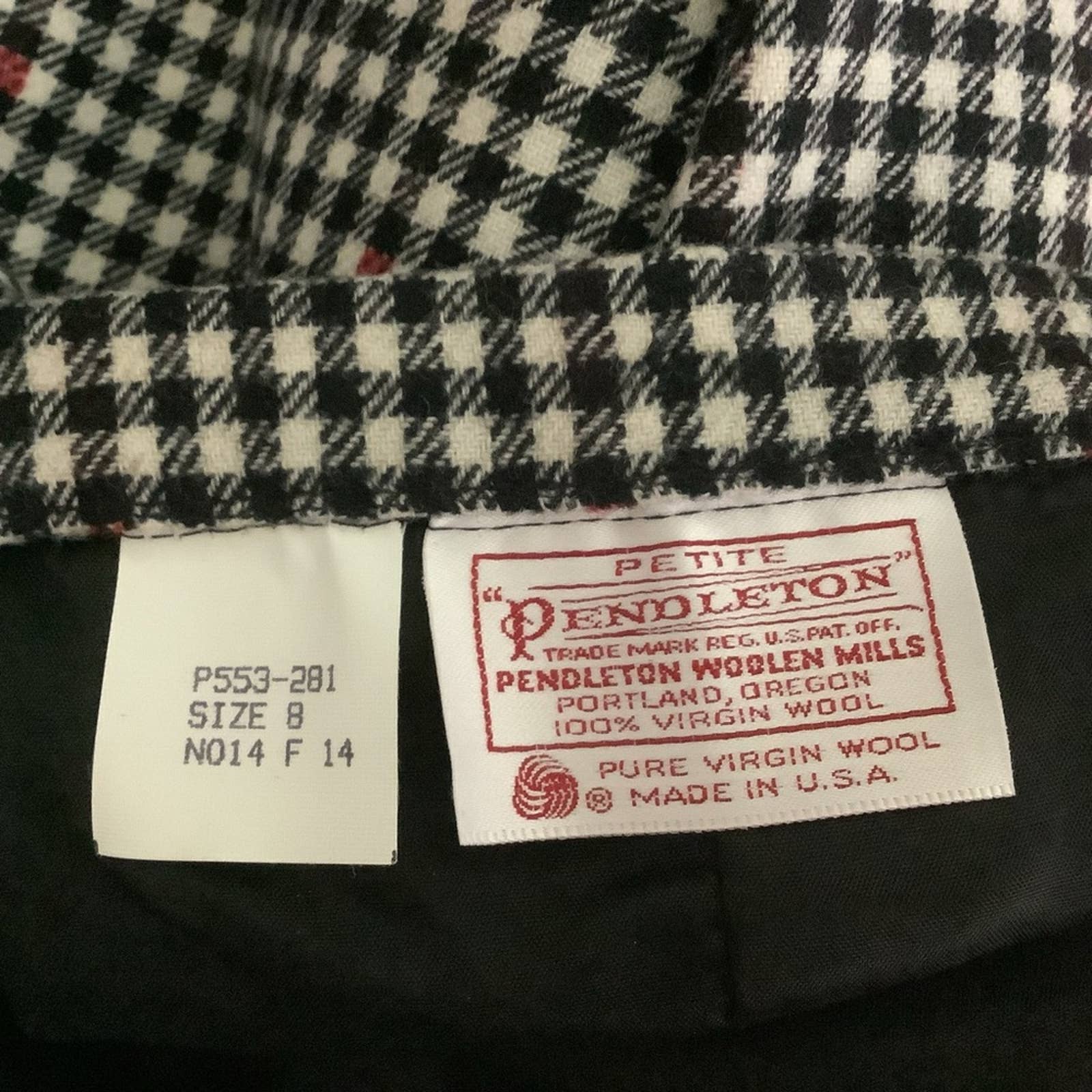 Vintage Skirt Gingham Plaid Wool Pencil Black White Red Deadstock Usa by Pendleton - Image 4
