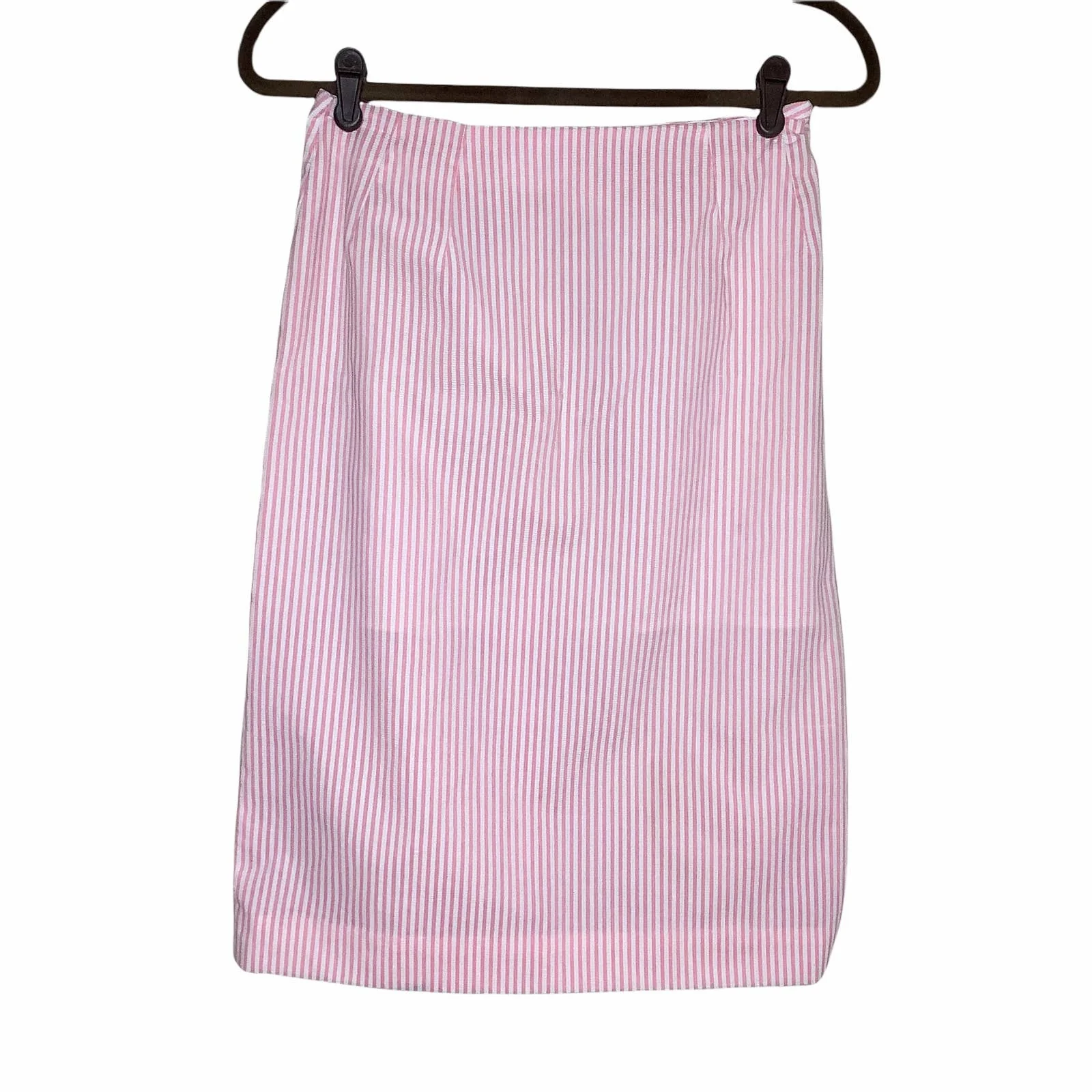 Vintage Skirt Set Seersucker Suit Handmade 70s? Pink White Stripe Pastel S Small - Image 3