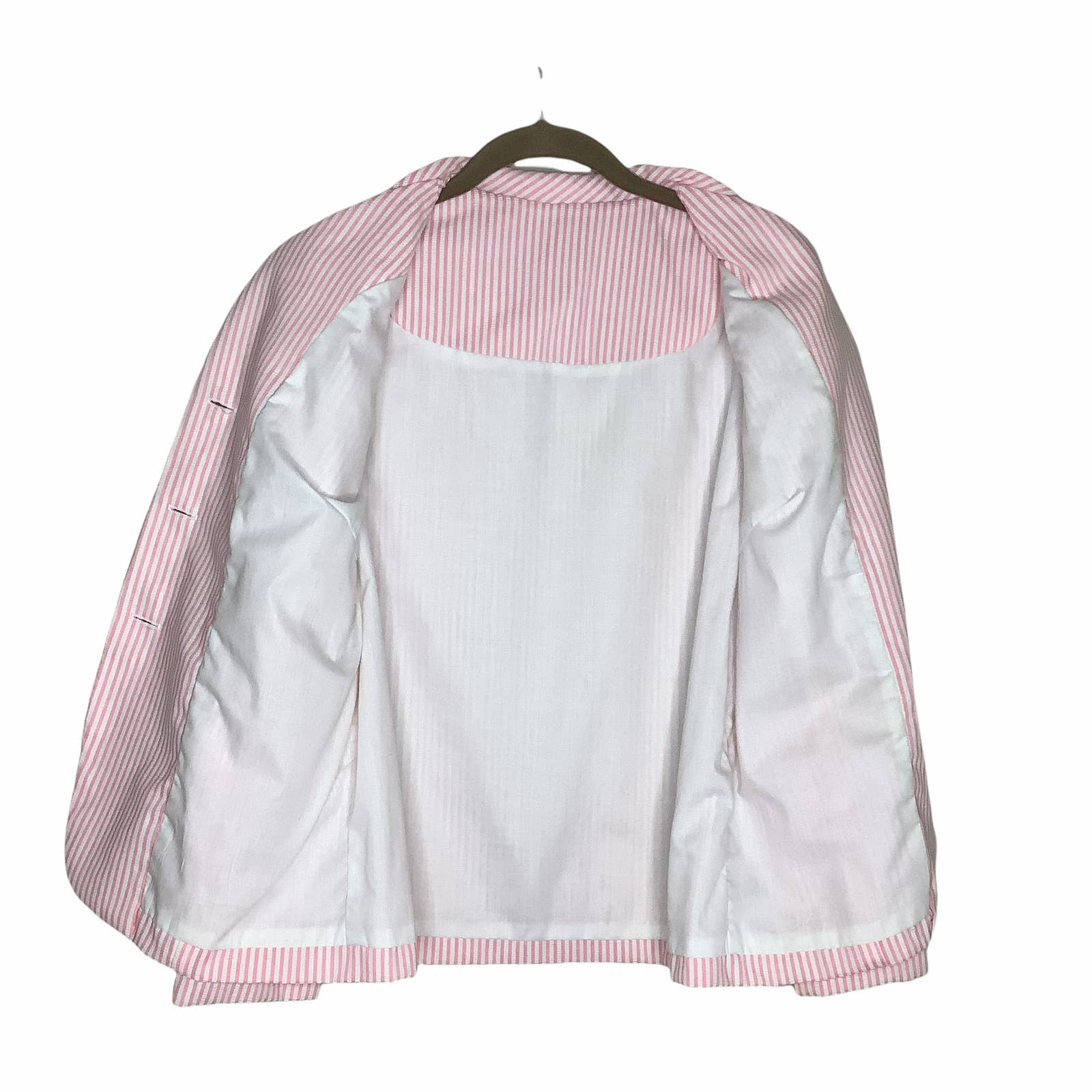 Vintage Skirt Set Seersucker Suit Handmade 70s? Pink White Stripe Pastel S Small - Image 4