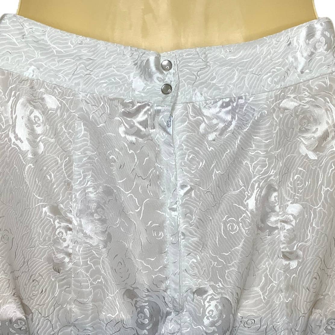 Vintage Skirt Xs Midi Floral Embossed Satin Frilly Lace Trim by Miss Rodeo America - Image 11