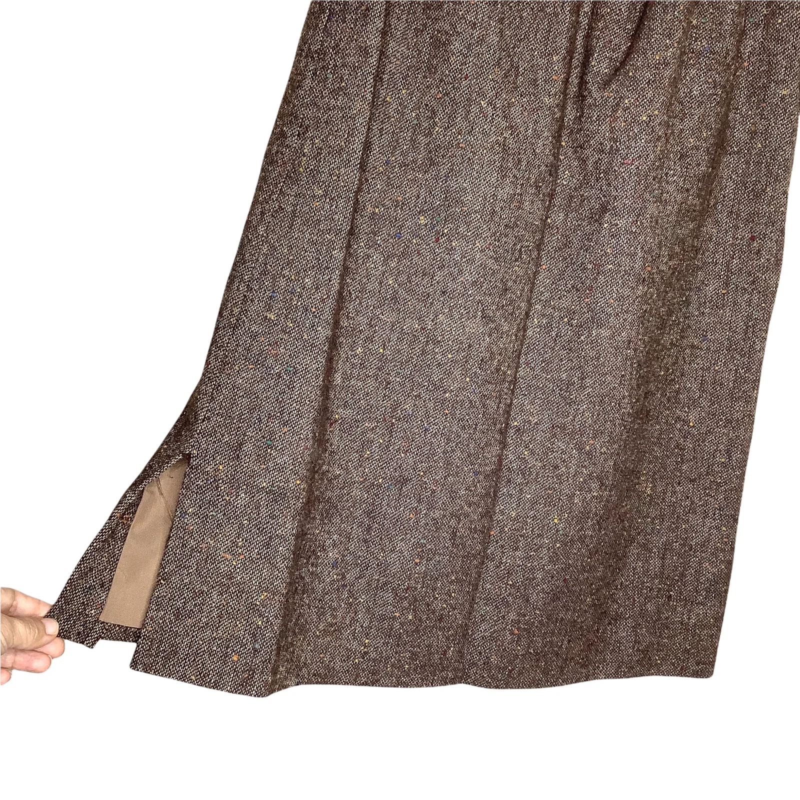 Vintage Skirt Xs70s I Magnin Tweed Flecked Knit Slit Light Academia by  Ellen Tracy - Image 3
