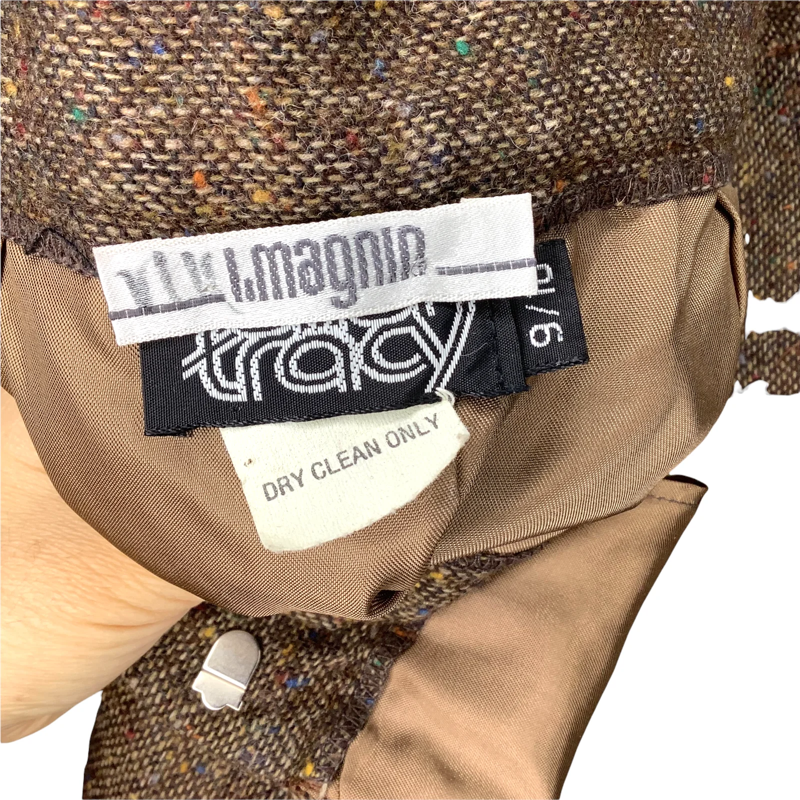Vintage Skirt Xs70s I Magnin Tweed Flecked Knit Slit Light Academia by  Ellen Tracy - Image 4