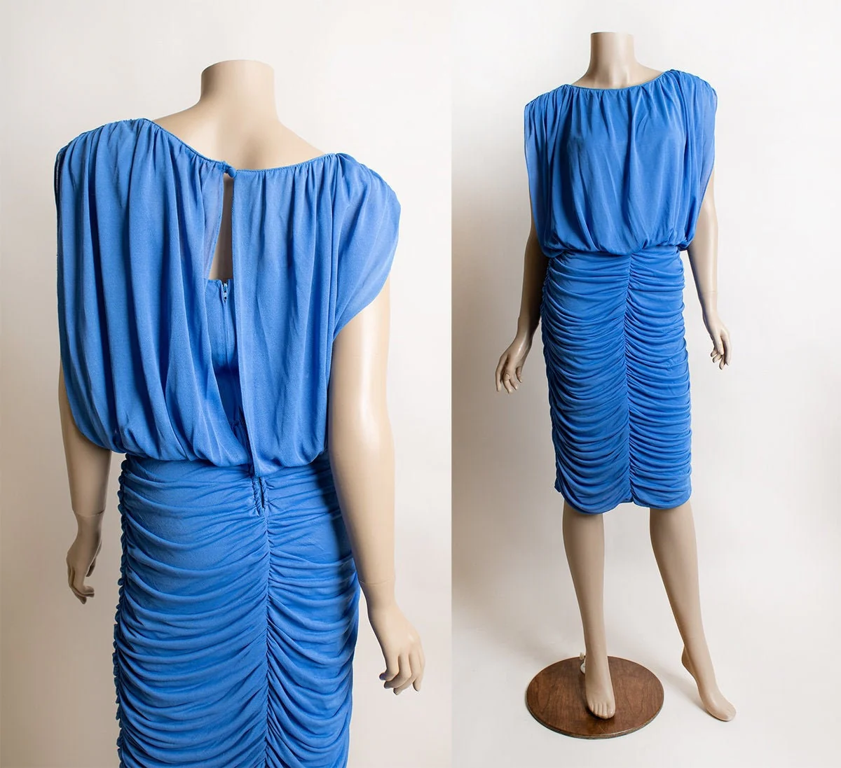 Vintage Slinky Dress - 80s Slouchy Disco Dress In Sky Blue - Bodycon - Skin Tight - Small Medium by Frederick's of Hollywood - Image 4