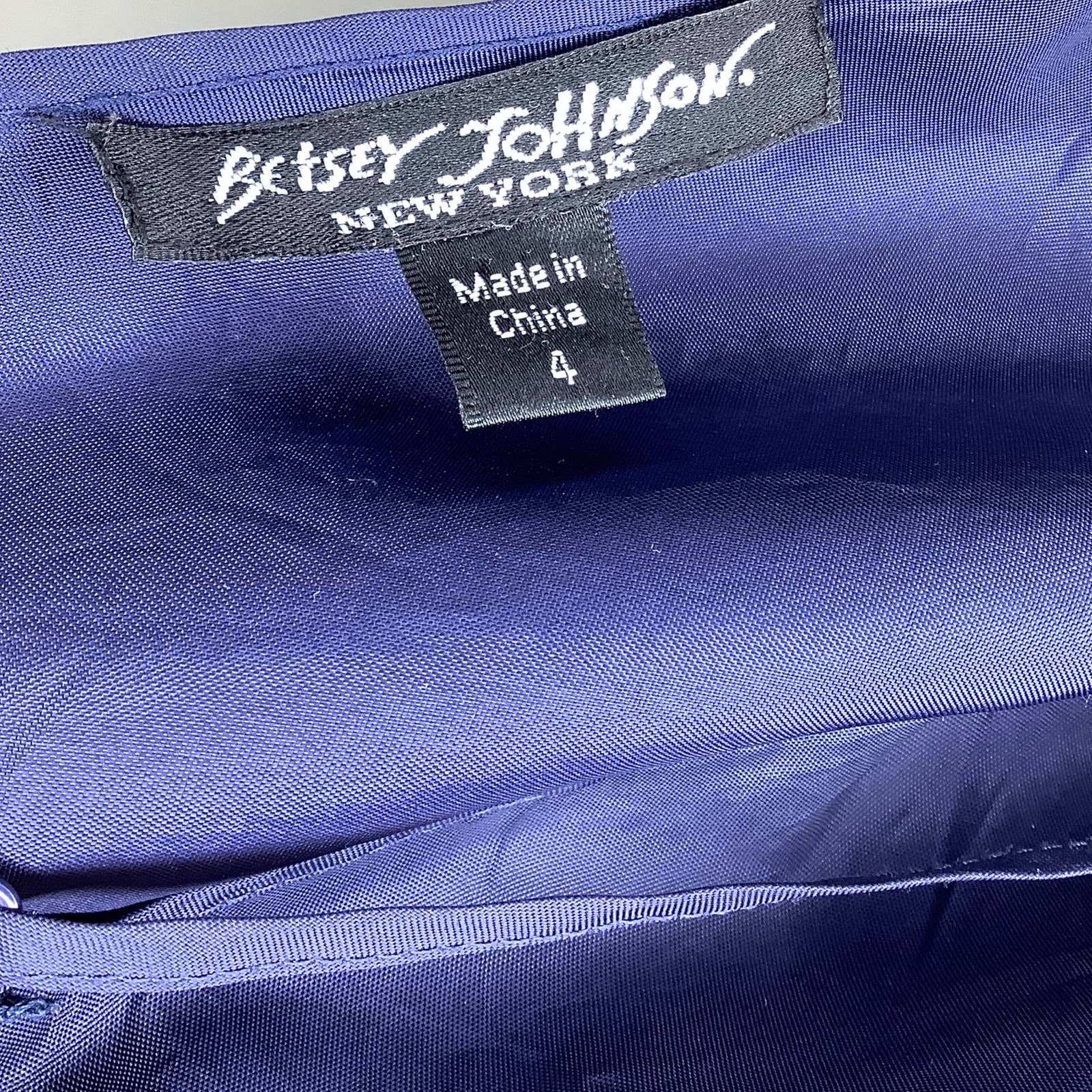Vintage Slip Dress 4 Navy 90s 00s Navy Grunge Goth Satin V-Neck by Betsey Johnson - Image 3