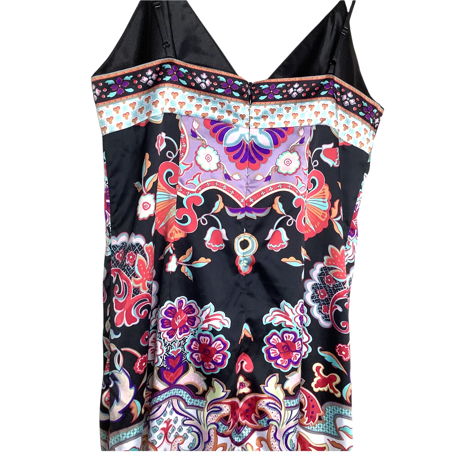 Vintage Slip Dress 90s 00s Xs/s Empire Waist Mixed Print Satin Adjustable Sheath - Image 7