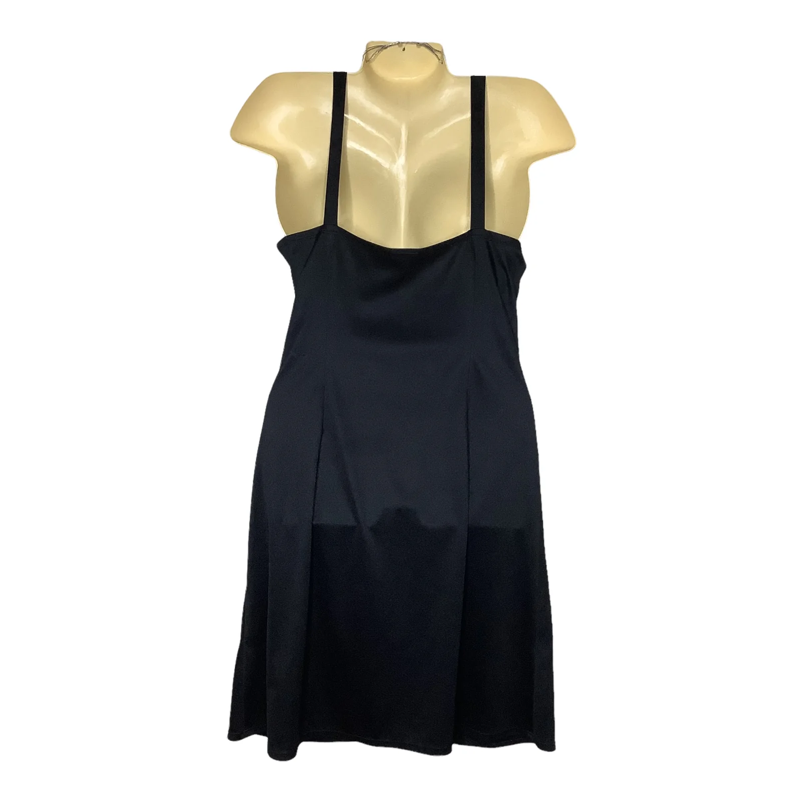 Vintage Slip Dress Stretch Knit 10 M Black Sleeveless Scoop Neck Sheath 90s 00s - Image 2