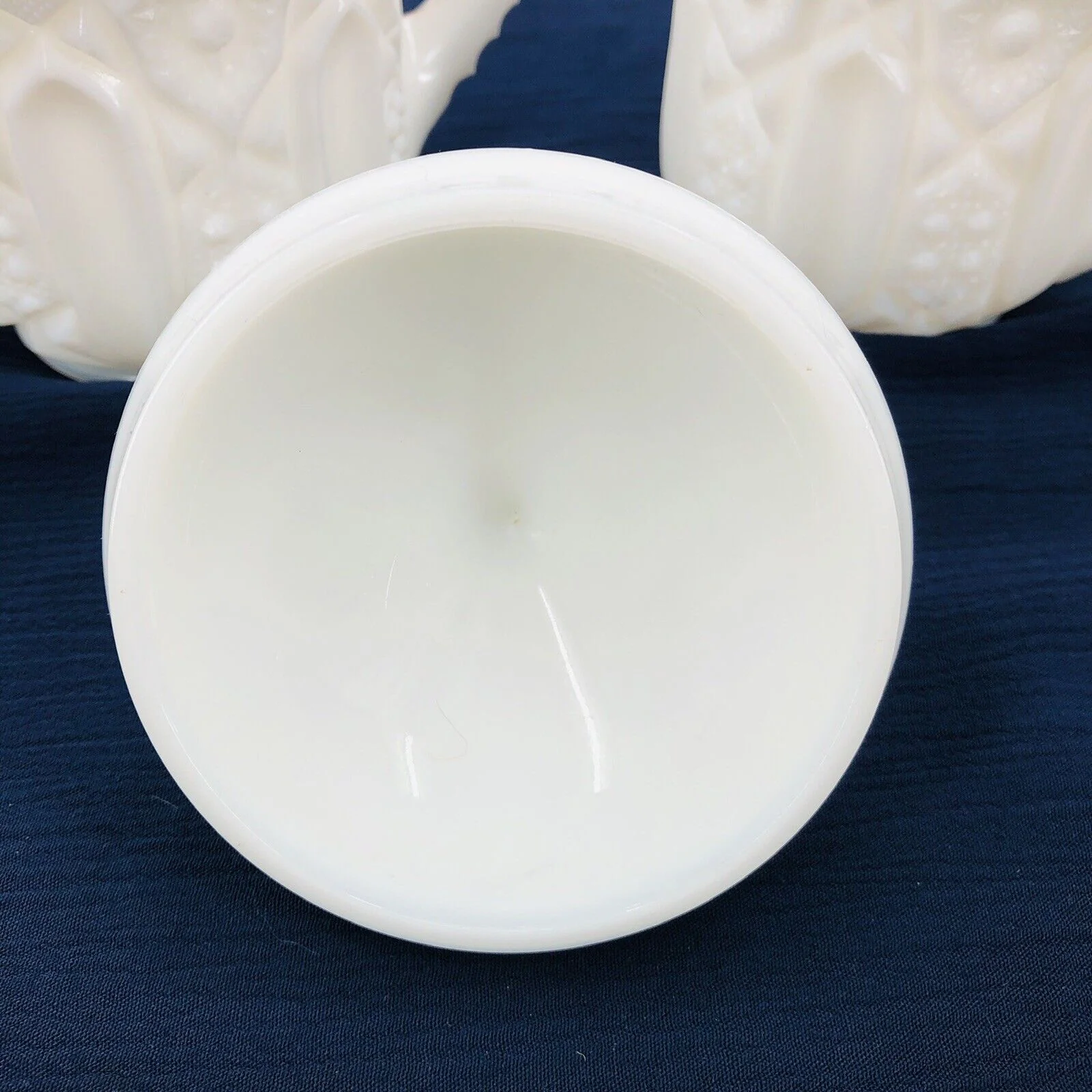 Vintage Smith Milk Glass Creamer and Sugar Set Quintec Stars and Panels Red Label by LE Smith - Image 6