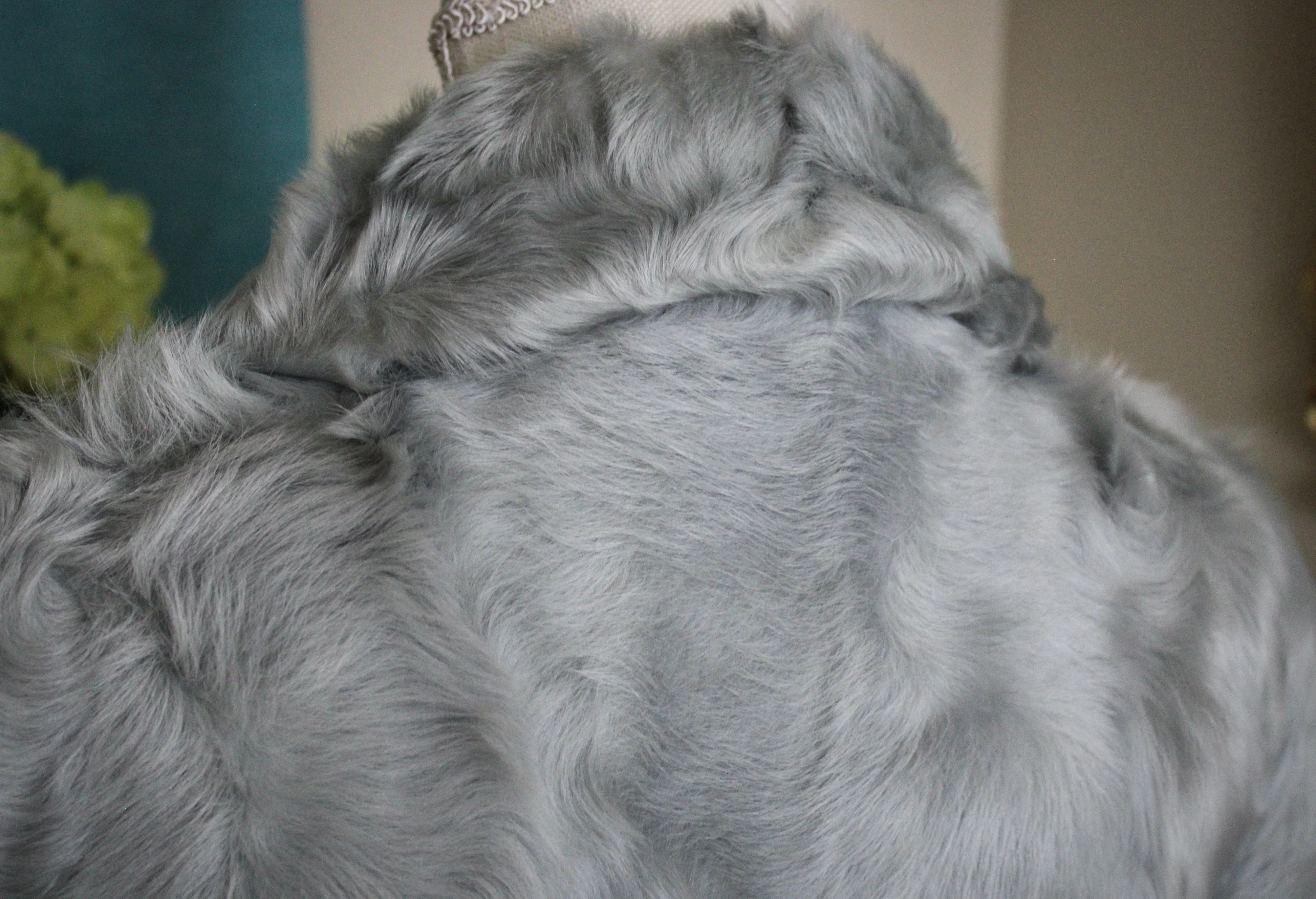 Vintage Soft Curly Mountain Goat Coat In Silver Gray with Long Sleeves Satin Lining and Inner Pocket | Deluxe Fur by Onward - Image 6