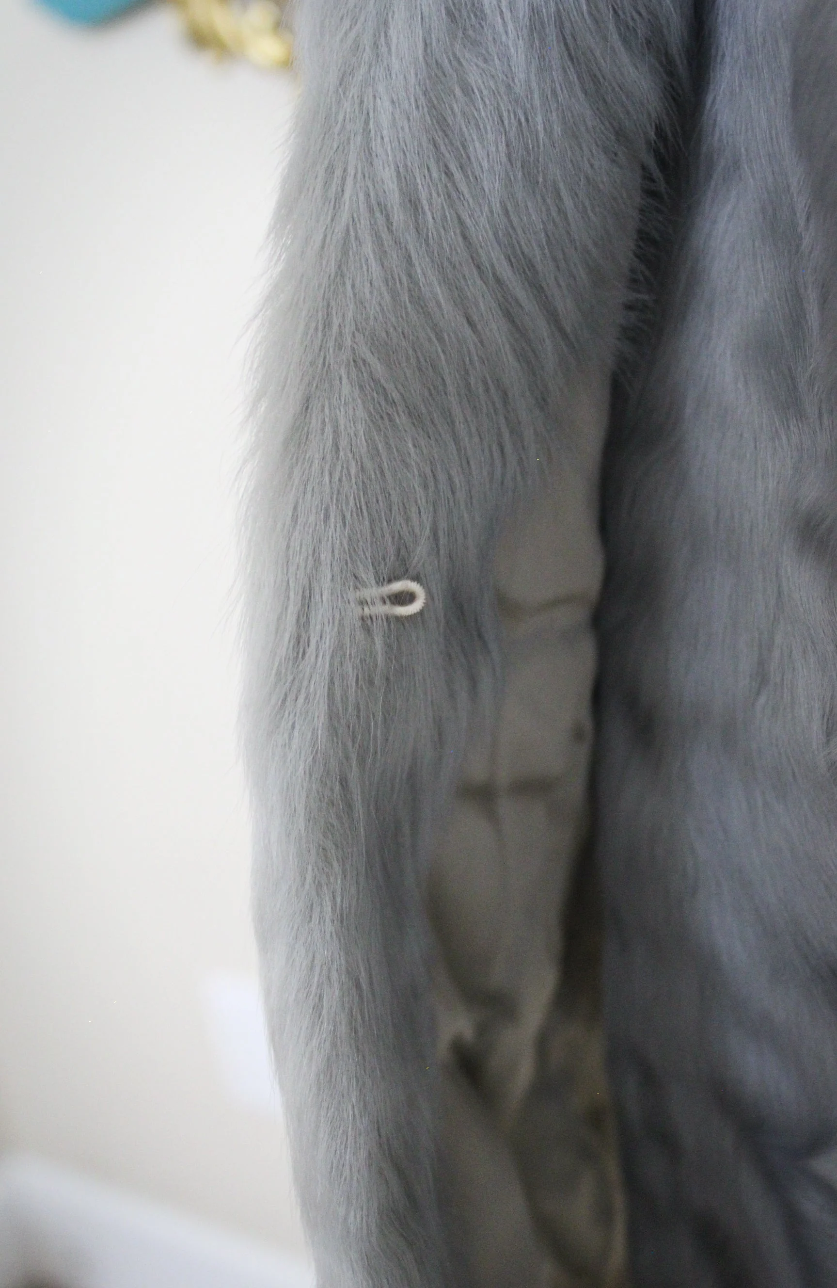 Vintage Soft Curly Mountain Goat Coat In Silver Gray with Long Sleeves Satin Lining and Inner Pocket | Deluxe Fur by Onward - Image 7