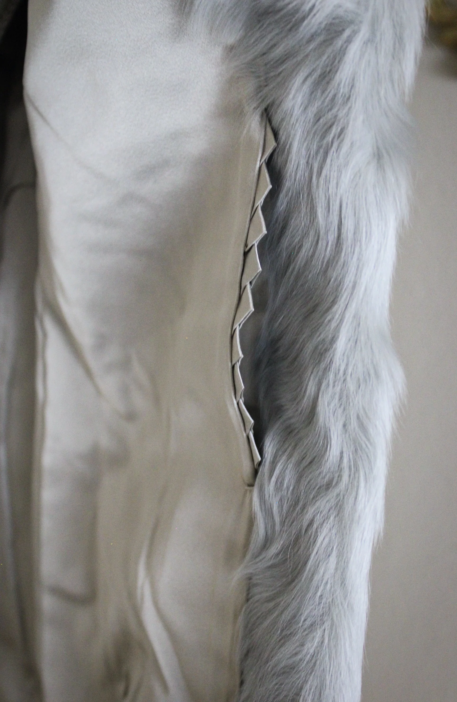 Vintage Soft Curly Mountain Goat Coat In Silver Gray with Long Sleeves Satin Lining and Inner Pocket | Deluxe Fur by Onward - Image 8