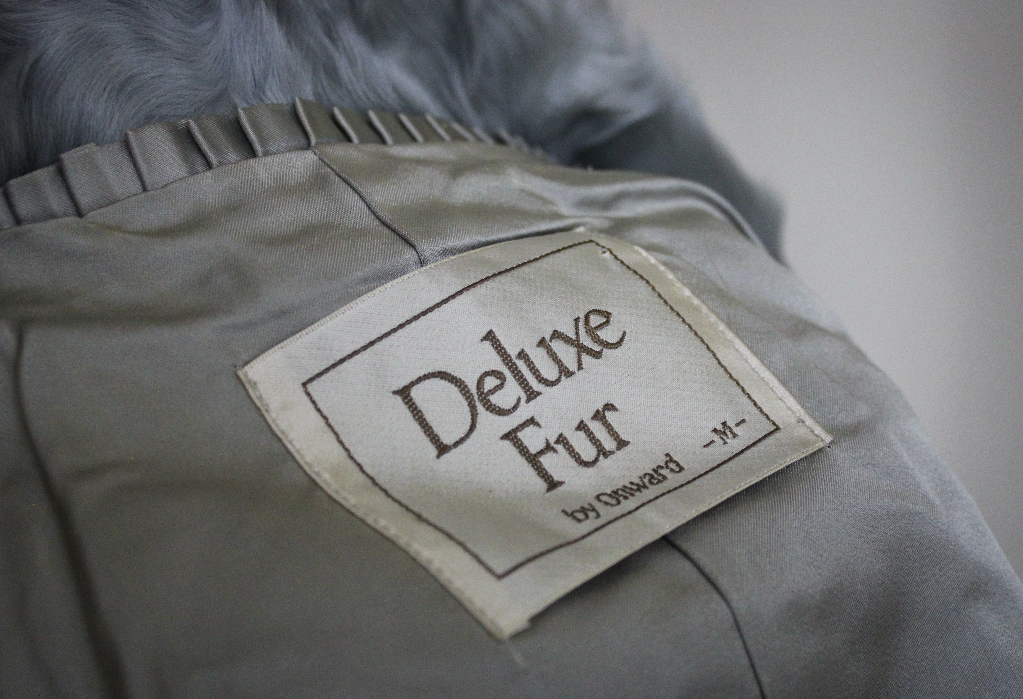 Vintage Soft Curly Mountain Goat Coat In Silver Gray with Long Sleeves Satin Lining and Inner Pocket | Deluxe Fur by Onward - Image 9