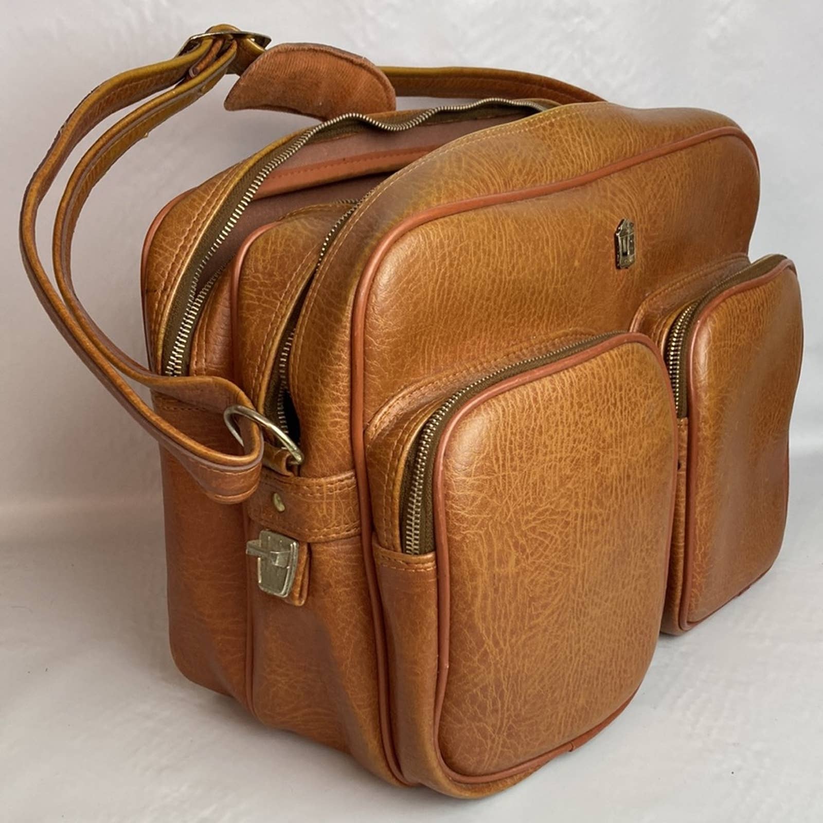 Vintage Soft Leather Travel Bag Carry On Weekender Overnight Bag by US Luggage - Image 3