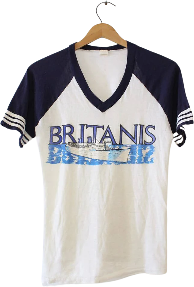 Vintage Ss Britanis Ocean Liner T-Shirt Medium