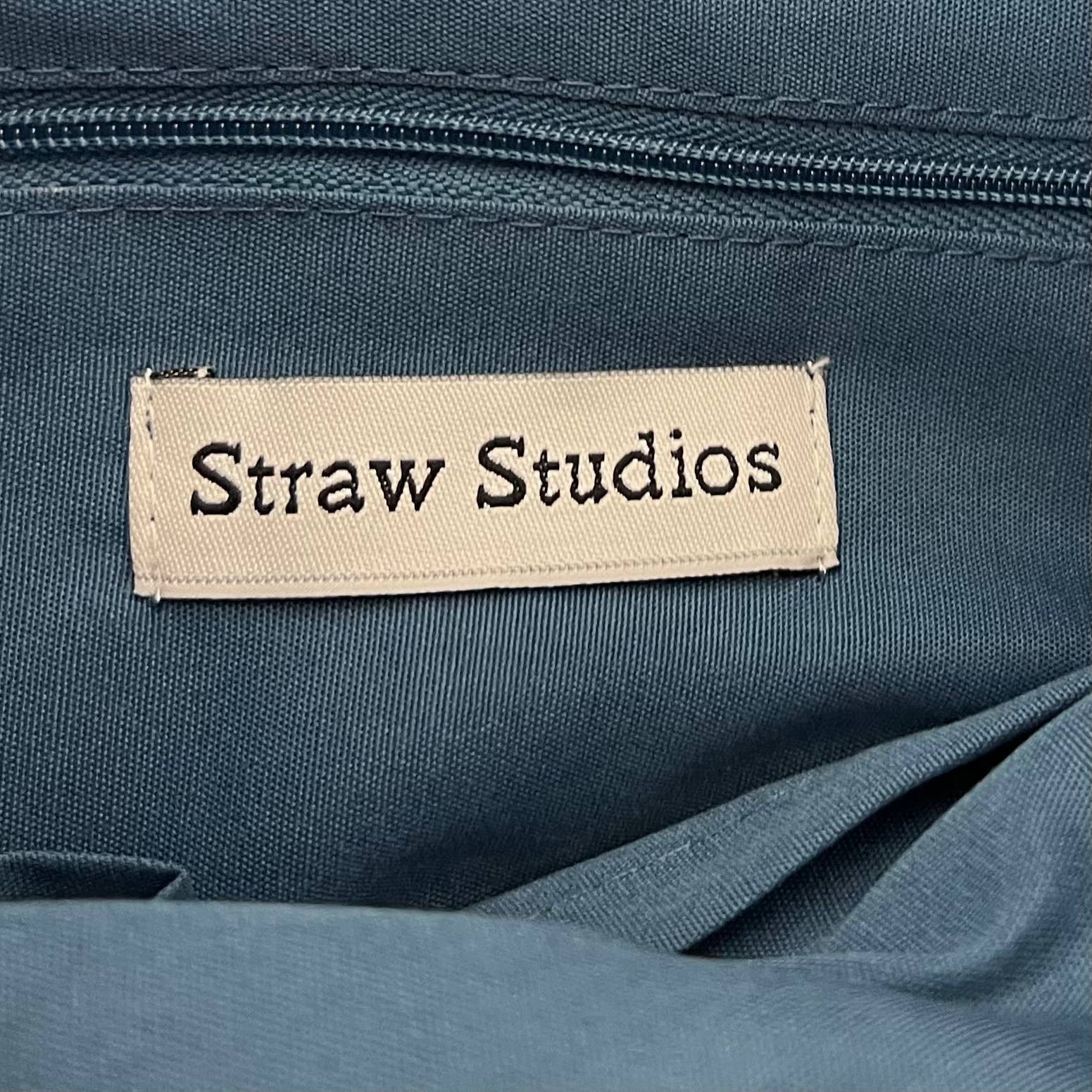 Vintage Straw Studios Blue Rattan Circle Bamboo Handle Handbag - Image 5