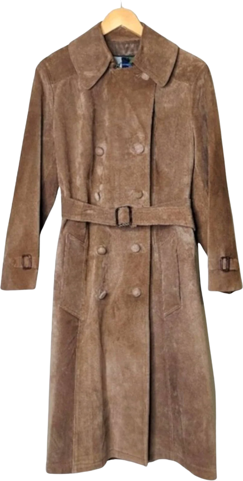 Vintage Suede Leather Double Breasted Trench Coat Breier of Amsterdam