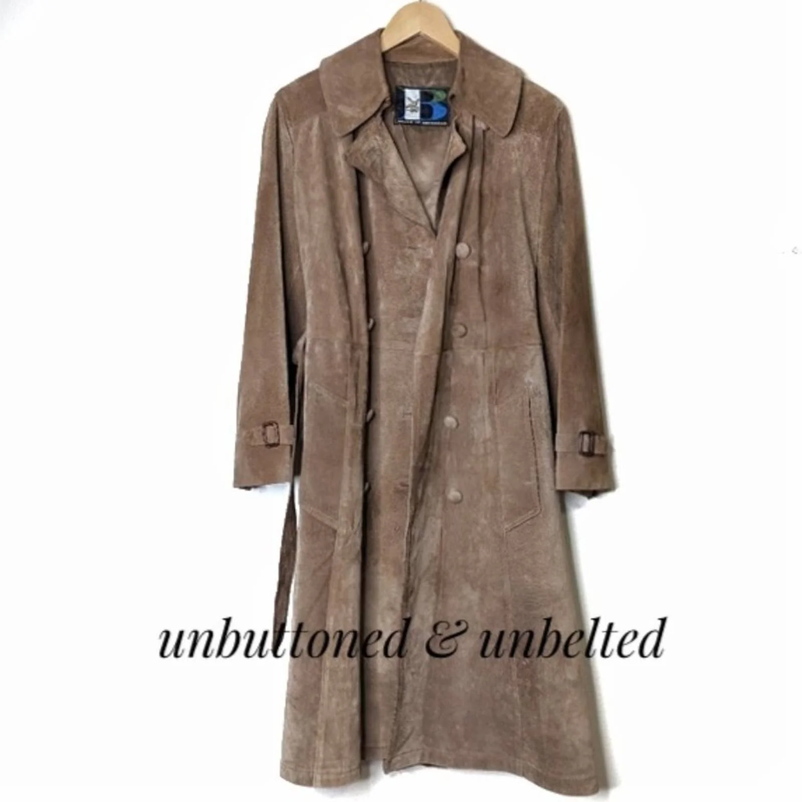 Vintage Suede Leather Double Breasted Trench Coat Breier of Amsterdam - Image 10