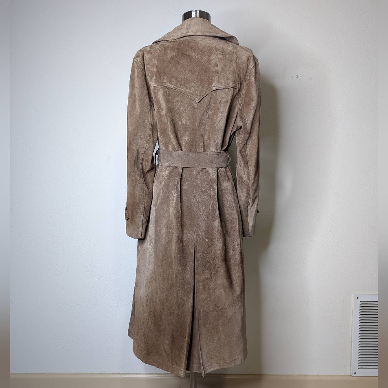 Vintage Suede Leather Double Breasted Trench Coat Breier of Amsterdam - Image 12
