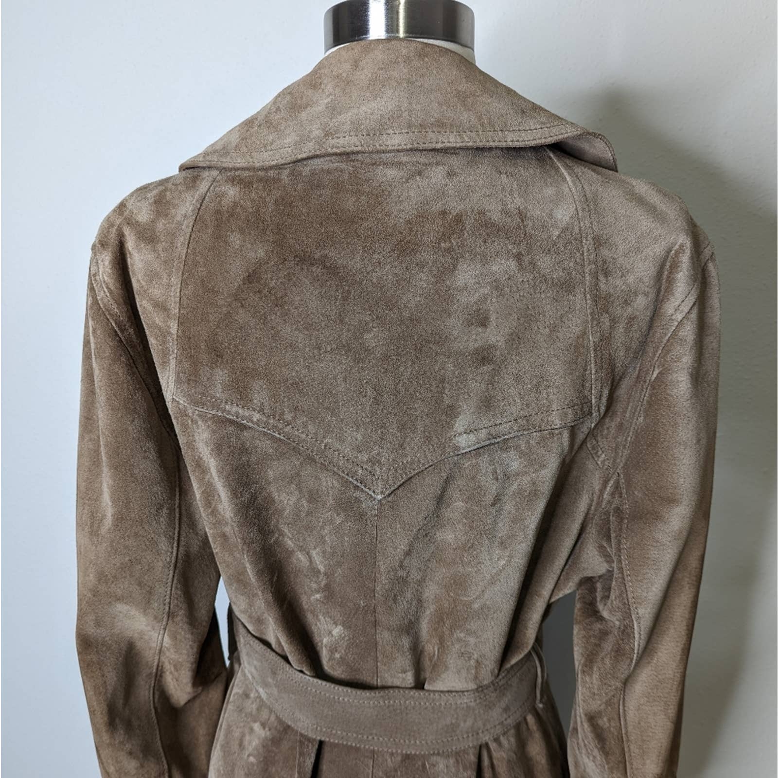 Vintage Suede Leather Double Breasted Trench Coat Breier of Amsterdam - Image 13