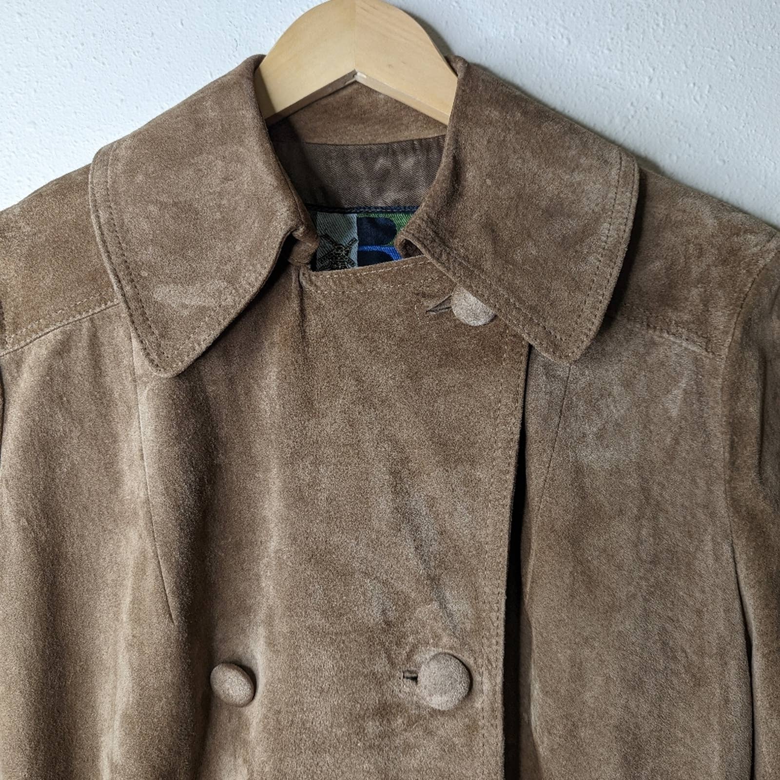 Vintage Suede Leather Double Breasted Trench Coat Breier of Amsterdam - Image 3