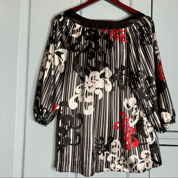 Vintage Sunny Leigh Silky Print Bow Blouse - Image 9