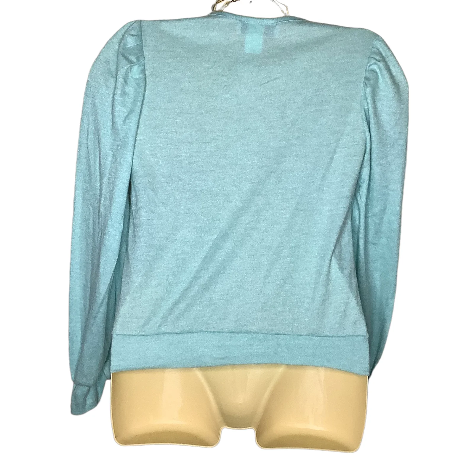 Vintage Sweater 70s 80s Pastel Blue Off White Beads Pullover Lightweight V-Neck by croquette club - Image 2