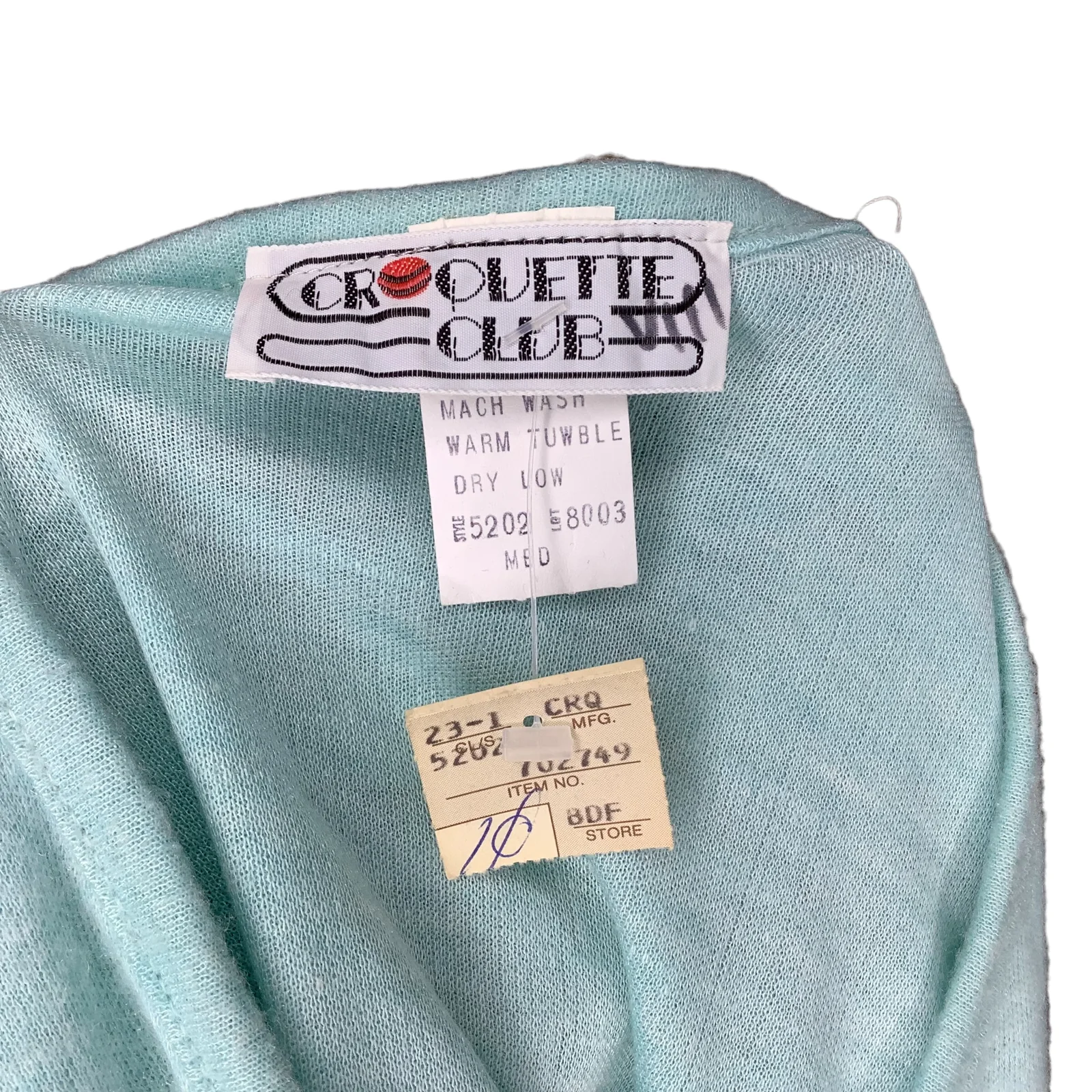 Vintage Sweater 70s 80s Pastel Blue Off White Beads Pullover Lightweight V-Neck by croquette club - Image 6