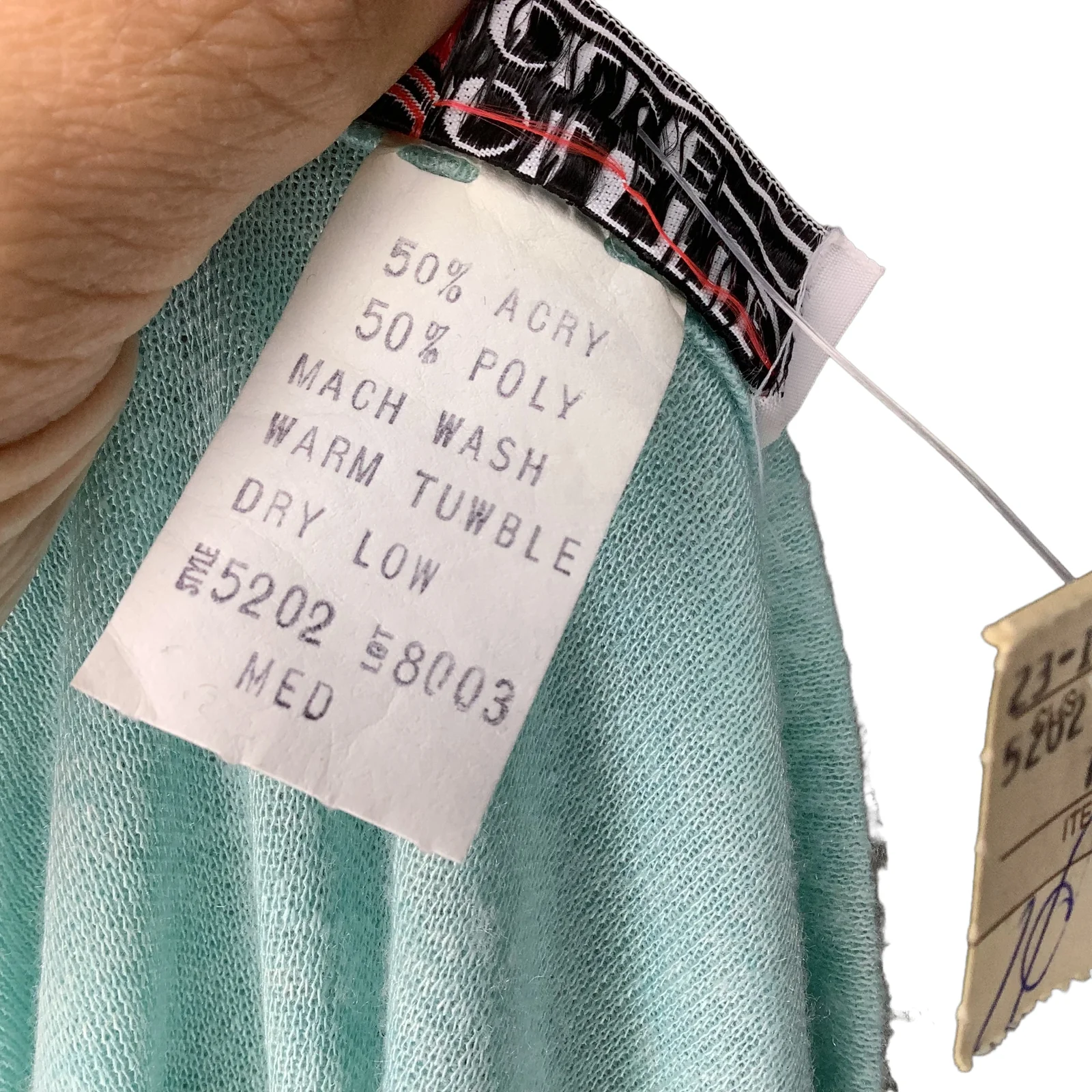 Vintage Sweater 70s 80s Pastel Blue Off White Beads Pullover Lightweight V-Neck by croquette club - Image 7