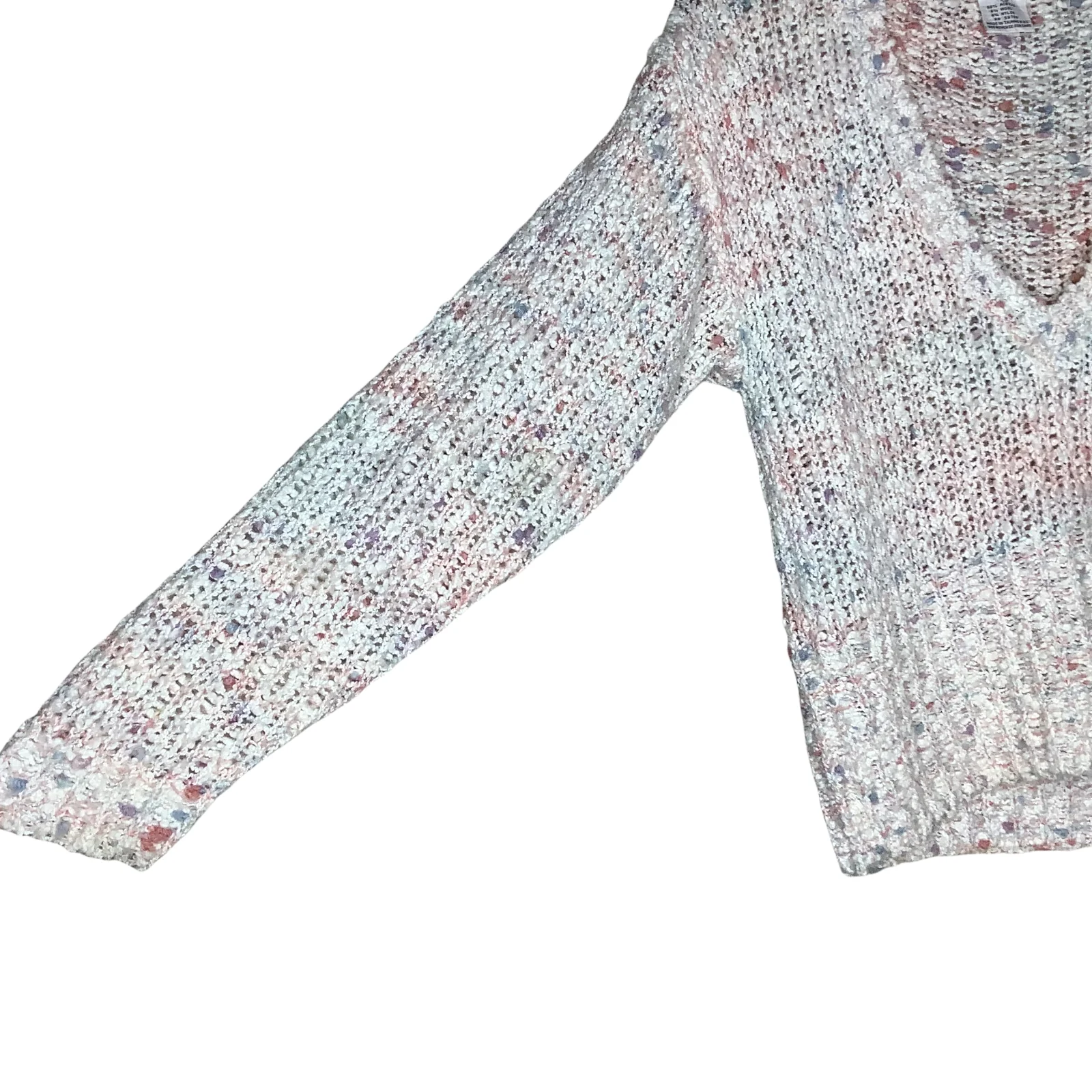 Vintage Sweater 70s 80s Rainbow Pastel Slub Open Knit Pullover V-Neck Fairy Kei - Image 5