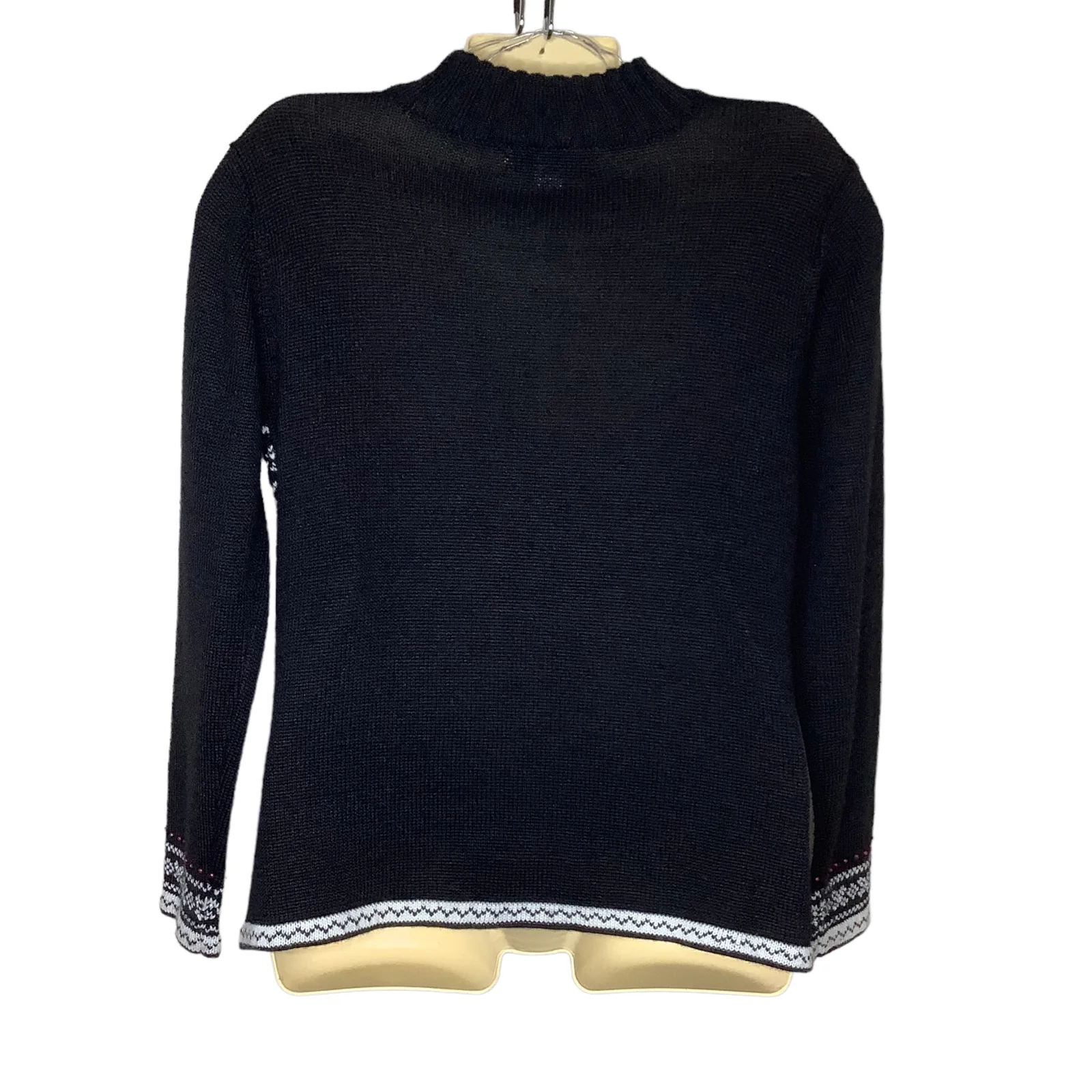 Vintage Sweater 80s 90s Petite M Christmas Snowflake Beaded Wool Blend Mock Neck - Image 2