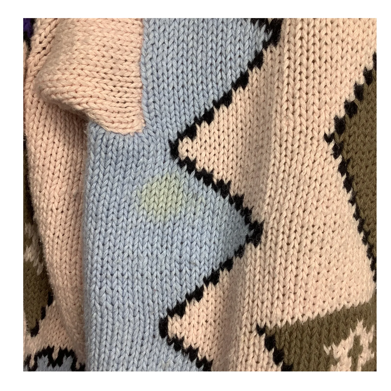 Vintage Sweater 80s Pastel M Geo Abstract Chunky Handknit Crew Neck Fairy Grunge by Susan D. - Image 7