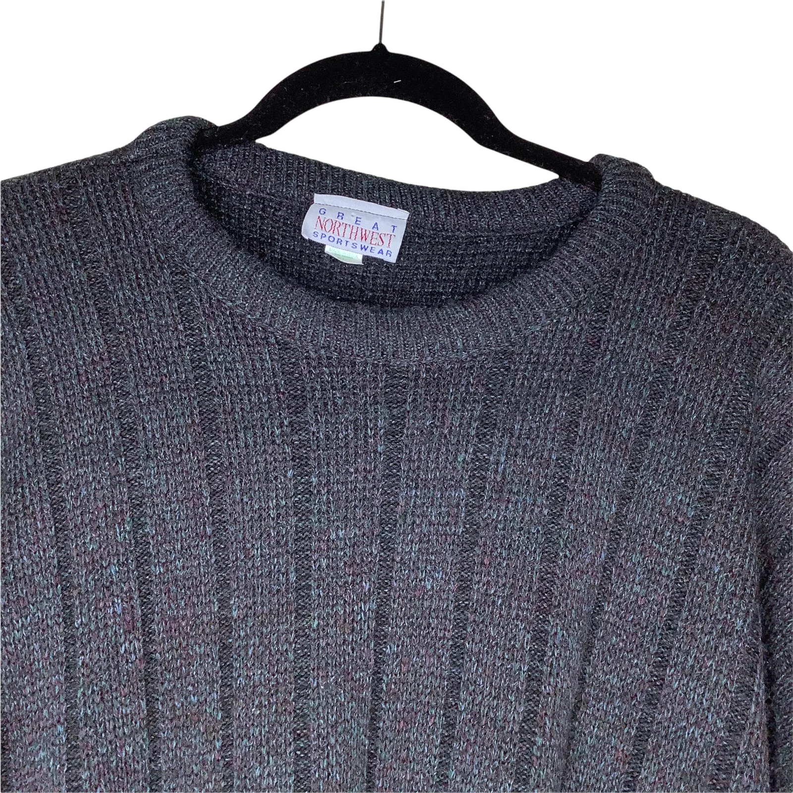 Vintage Sweater Grandpa 80s 90s Unisex Marled Ribbed Knit Crew Xl Tall by Fair Isle - Image 6