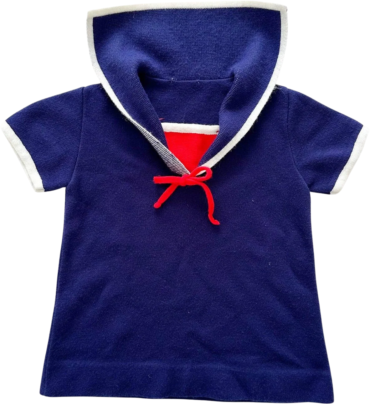 Vintage Sweater Knit Sailor Short Sleeve Top