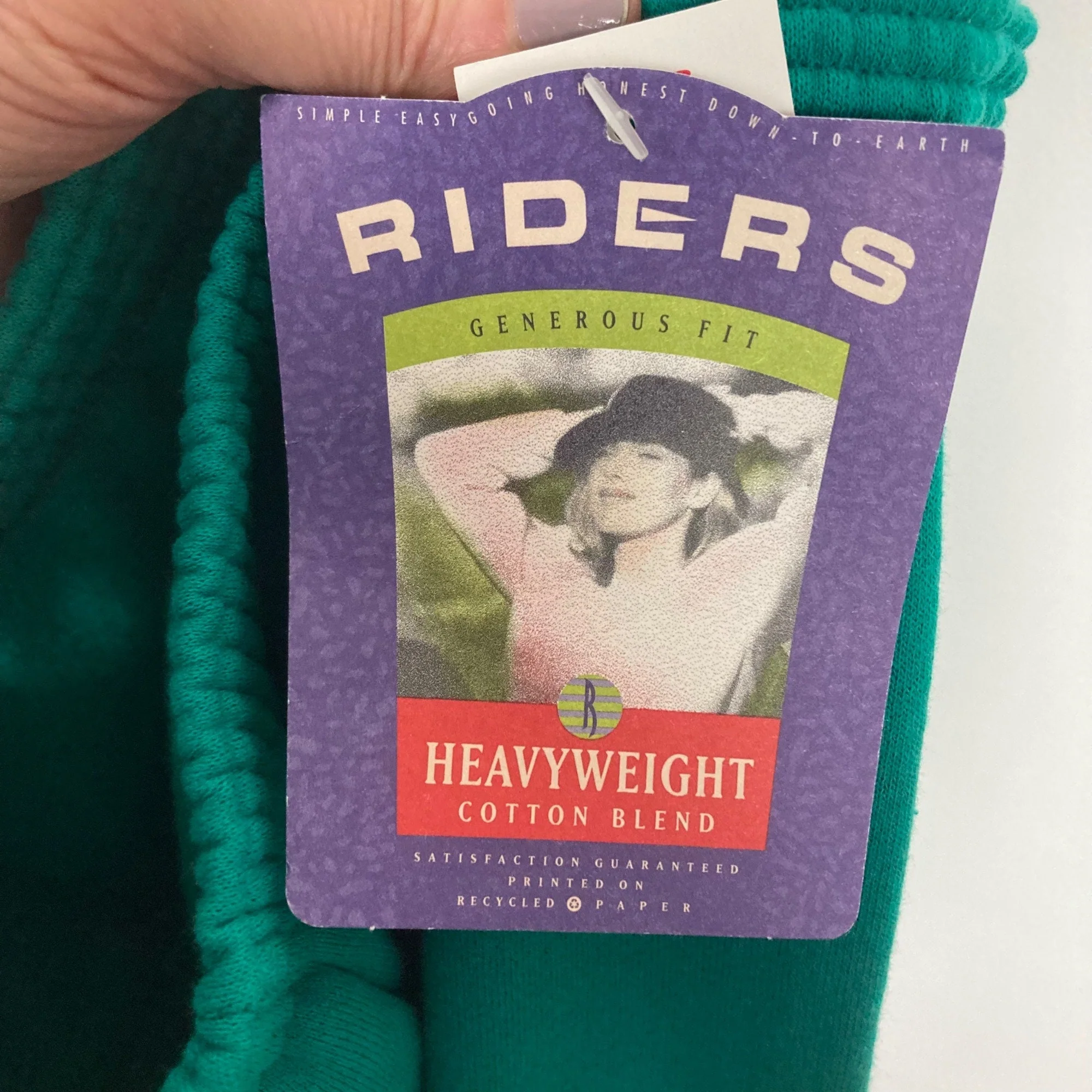 Vintage Sweatpants Womens Large Emerald Green Heavyweight Nwt by Riders - Image 5