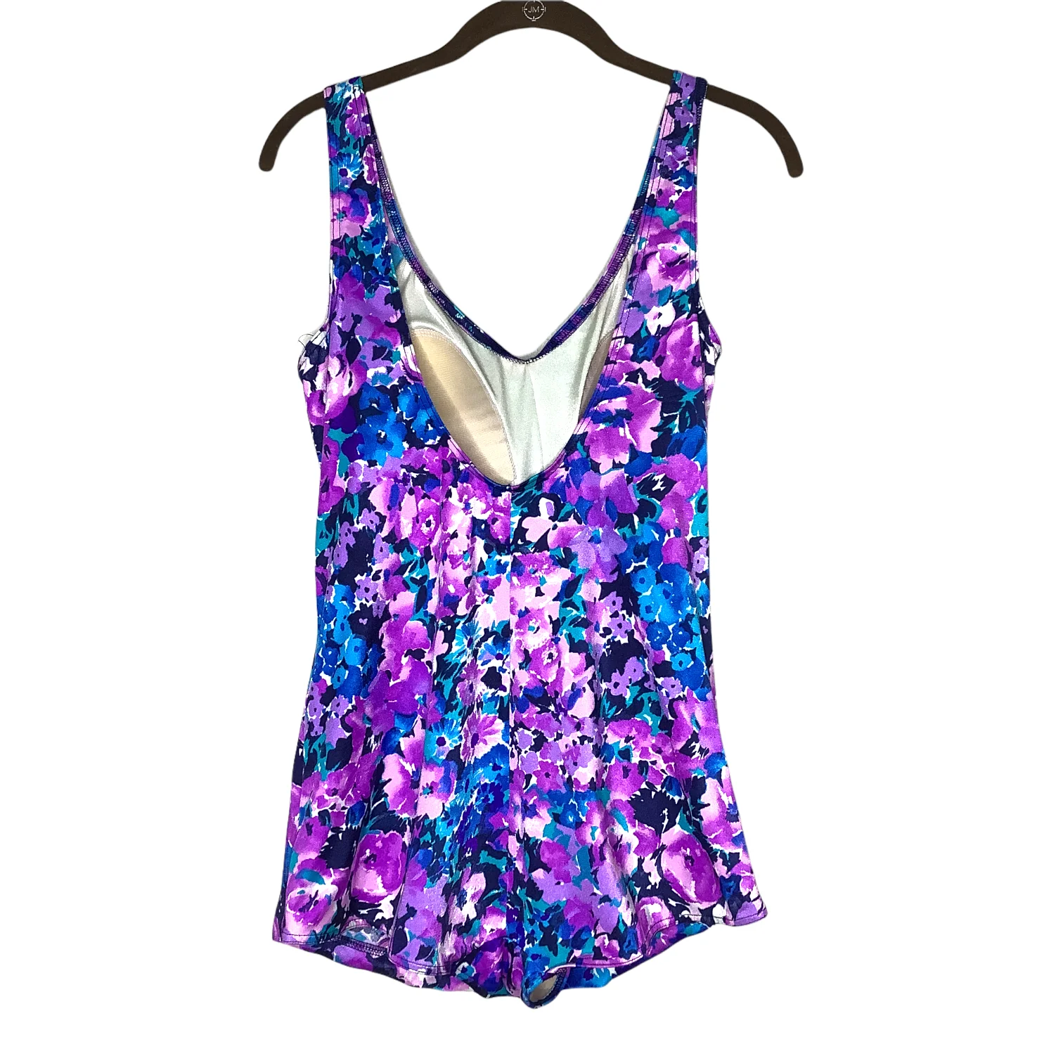 Vintage Swimsuit 80s Swim Dress Baltex Floral Tummy Control Panel Shelf Bra Cups - Image 2
