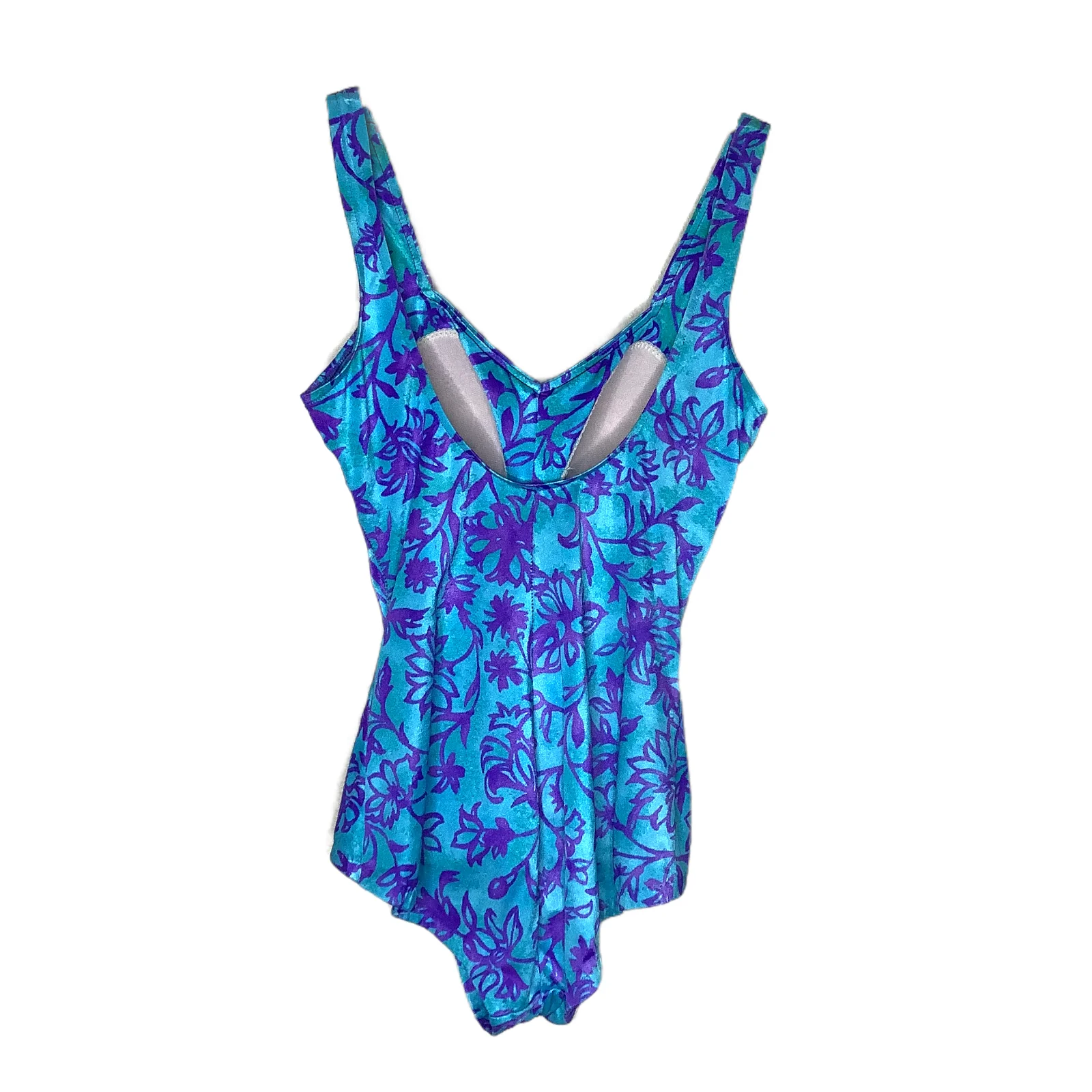 Vintage Swimsuit 90s Xs/small Floral Ruched Sheen Padded Bra Cup Lined One Piece by Maxine of Hollywood - Image 2